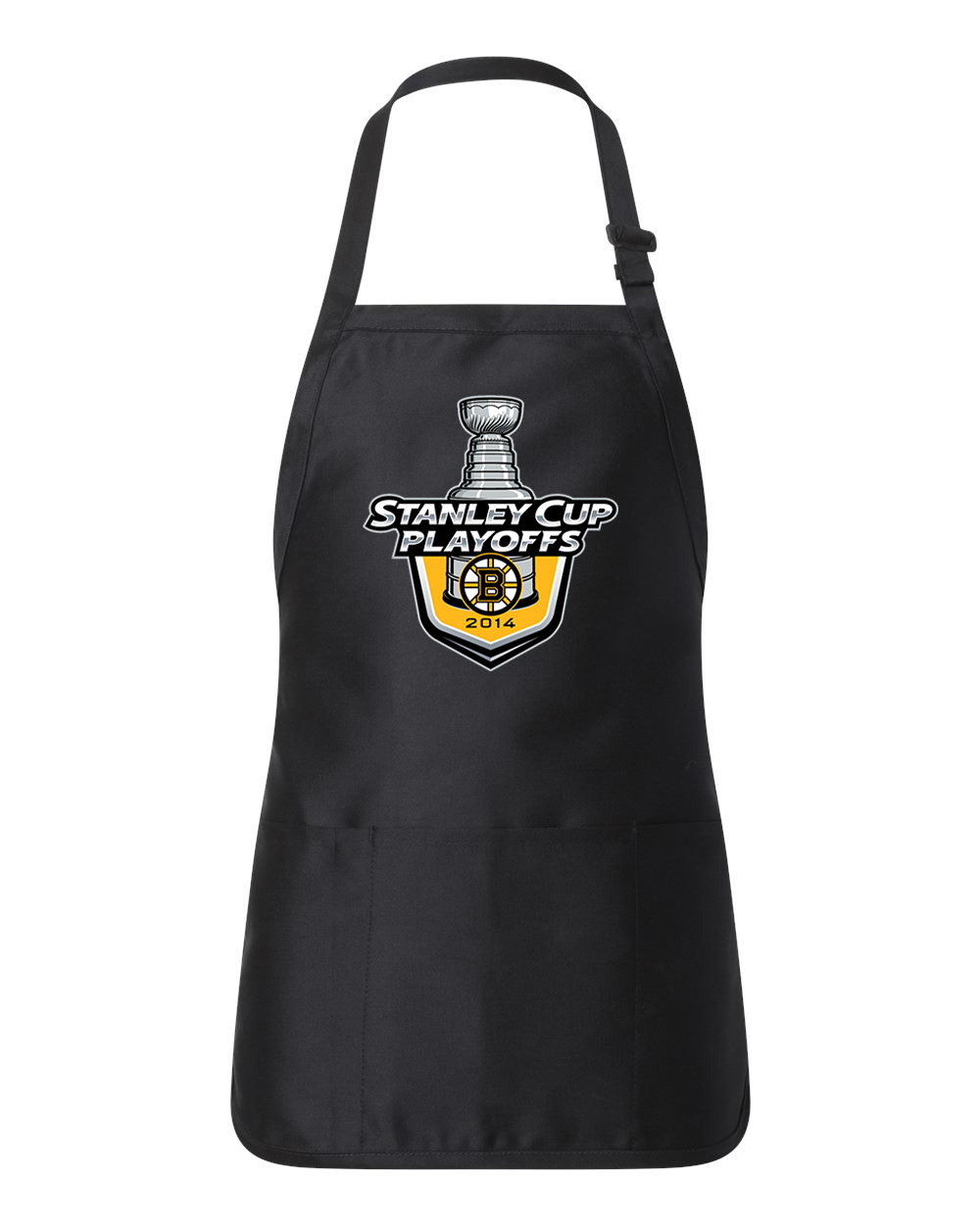 2014 Stanley Cup Playoffs - Boston Bruins Hockey Logo Customized Design on Full-Length Apron with Pouch Pocket