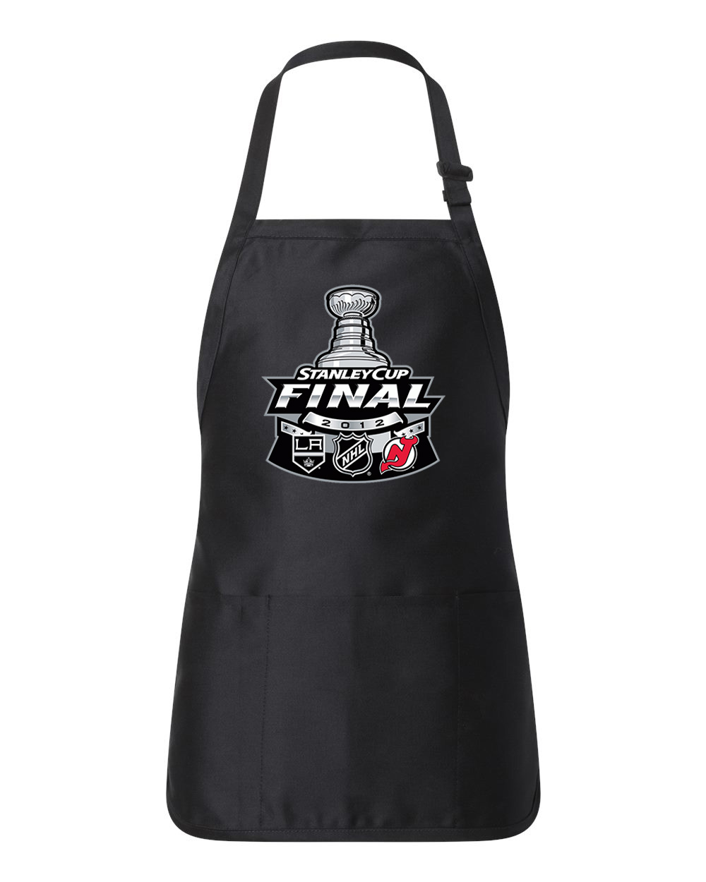 2012 NHL Stanley Cup Final Matchup - Los Angeles Kings Vs New Jersey Devils Hockey Logo Customized Design on Full-Length Apron with Pouch Pocket