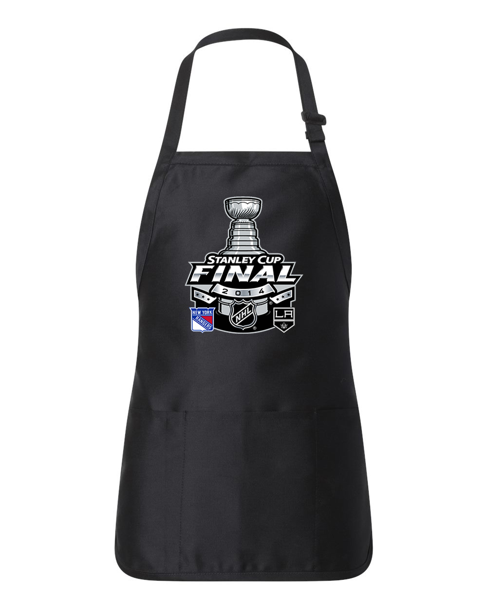 2014 NHL Stanley Cup Final Matchup - Los Angeles Kings Vs New York Rangers Hockey Logo Customized Design on Full-Length Apron with Pouch Pocket