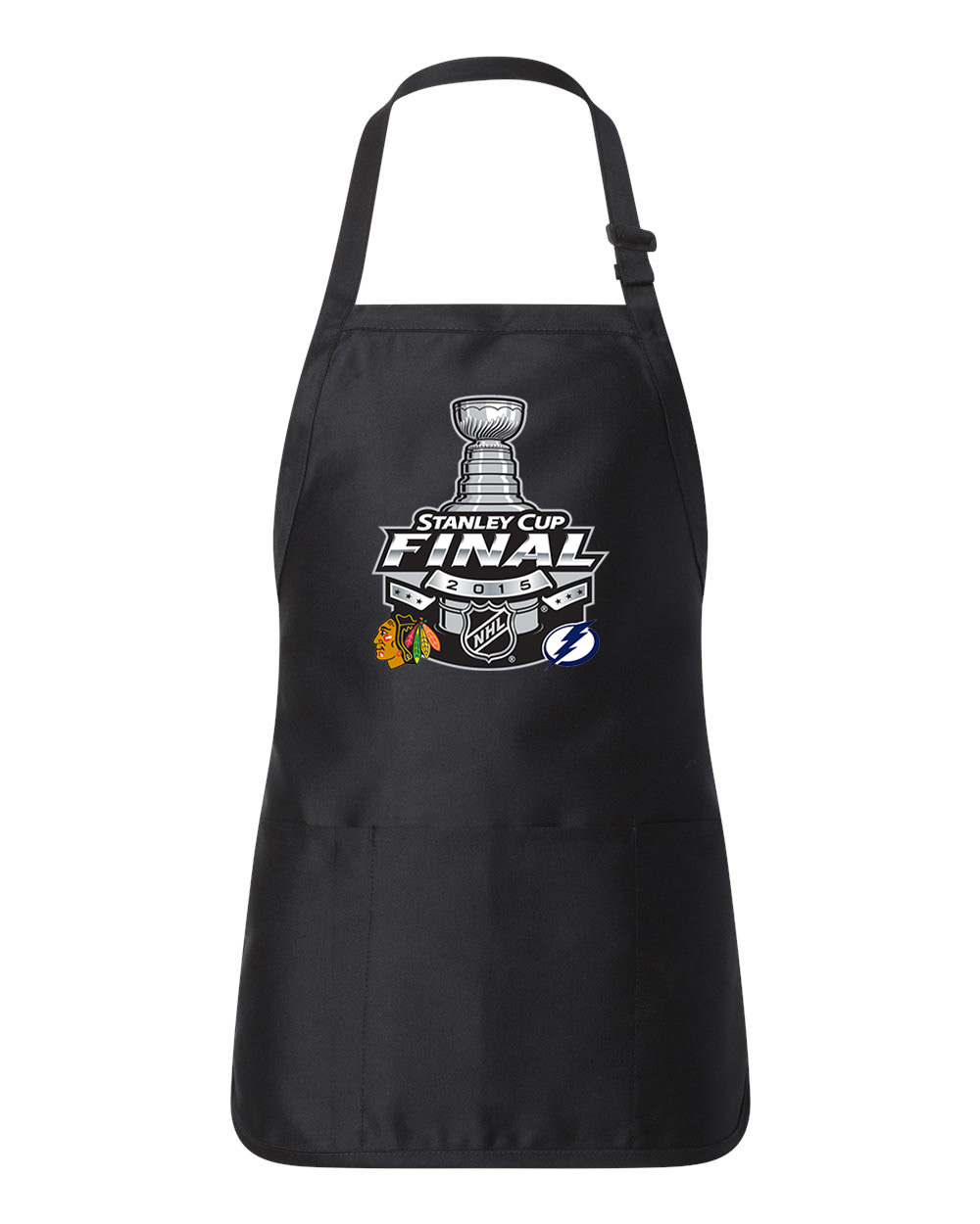 2015 NHL Stanley Cup Final Matchup - Chicago Blackhawks Vs Tampa Bay Lightning Hockey Logo Customized Design on Full-Length Apron with Pouch Pocket