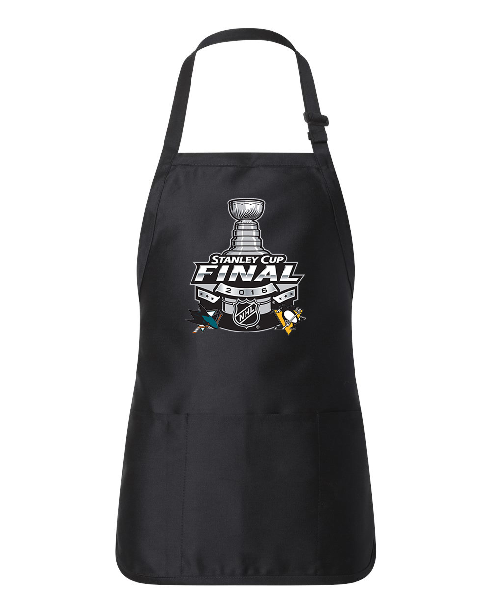 2016 NHL Stanley Cup Final Matchup - Pittsburgh Penguins Vs San Jose Sharks Hockey Logo Customized Design on Full-Length Apron with Pouch Pocket