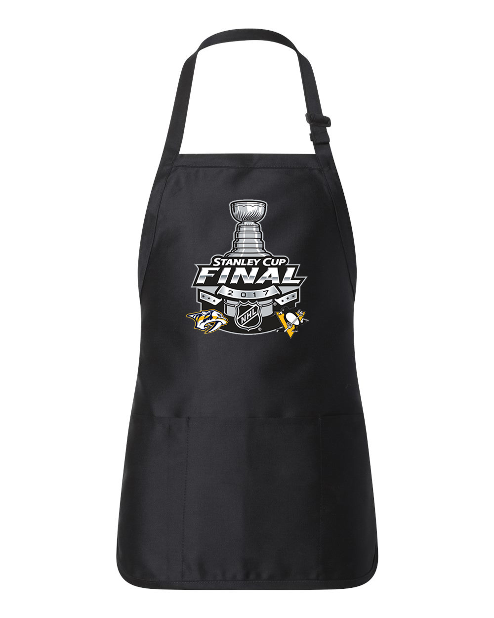 2017 NHL Stanley Cup Final Matchup - Preds Vs Penguins Hockey Logo Customized Design on Full-Length Apron with Pouch Pocket