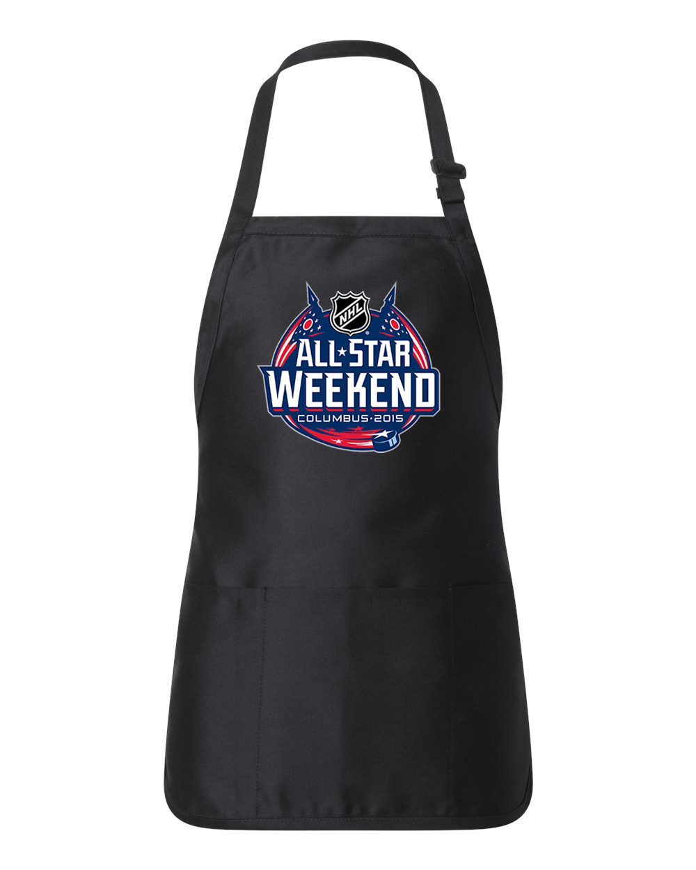 NHL All-Star Weekend Game Columbus 2015 Hockey Logo Customized Design on Full-Length Apron with Pouch Pocket