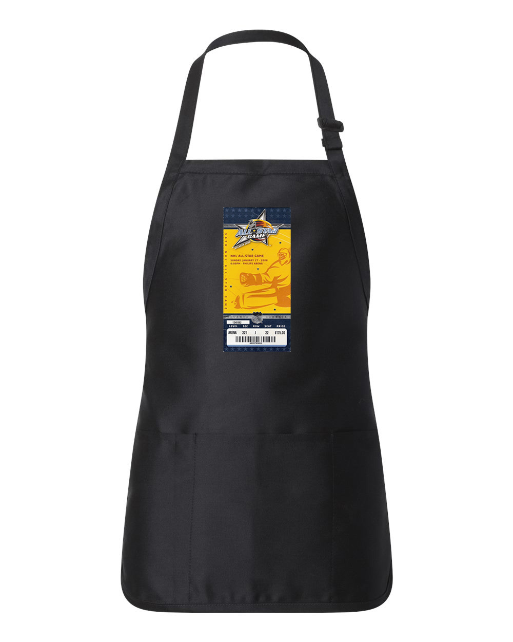 2008 NHL All-Star Game Ticket Stub Atlanta Thrashers Hockey Logo Customized Design on Full-Length Apron with Pouch Pocket