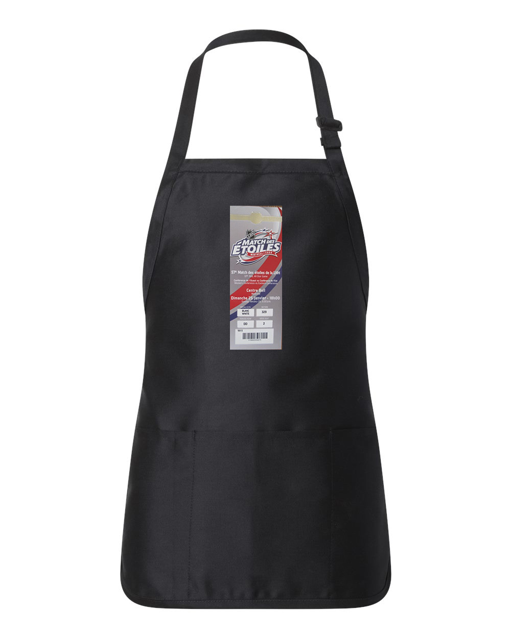 2009 NHL All-Star Game Ticket Stub Montreal Canadiens Hockey Logo Customized Design on Full-Length Apron with Pouch Pocket