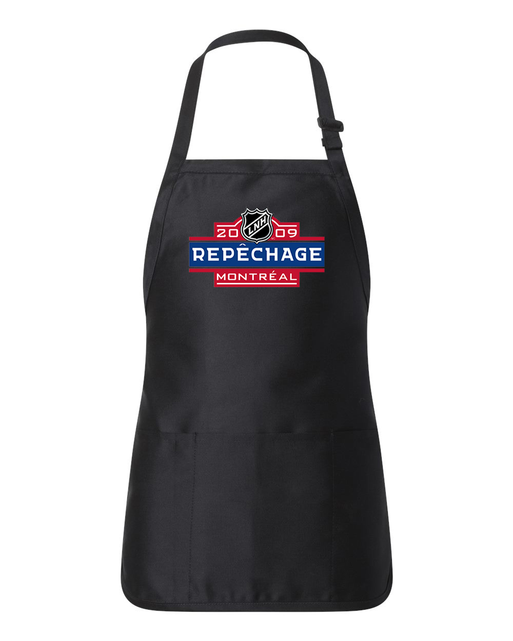 2009 NHL Draft French Version - 2009 LNH Repechage Francais Hockey Logo Customized Design on Full-Length Apron with Pouch Pocket