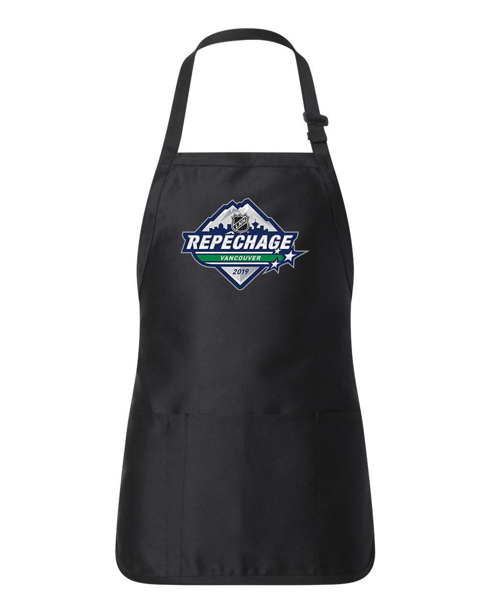 2019 NHL Draft French Version - LNH 2019 Repechage Vancouver Hockey Logo Customized Design on Full-Length Apron with Pouch Pocket