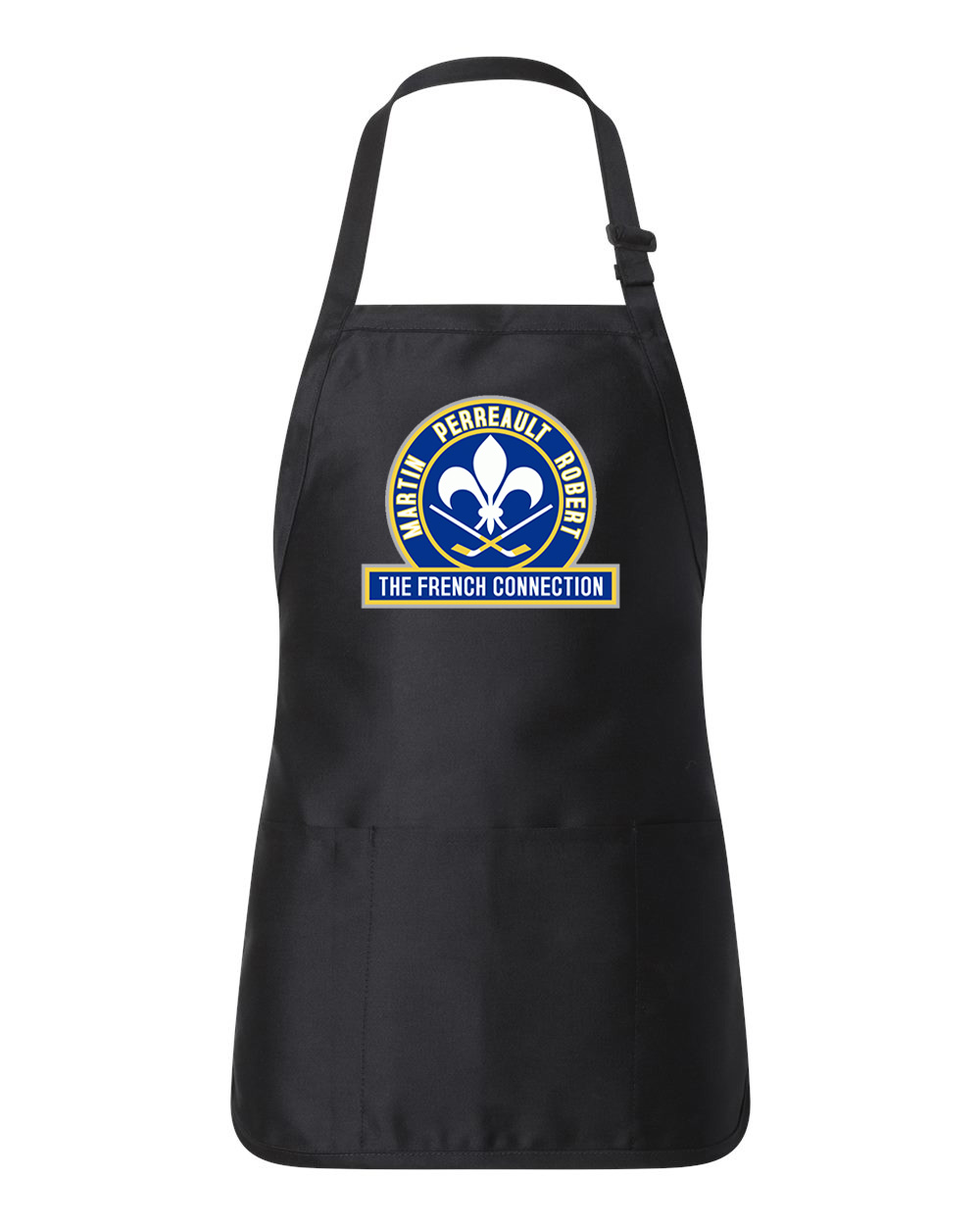 Buffalo Sabres The French Connection Hockey Logo Customized Design on Full-Length Apron with Pouch Pocket