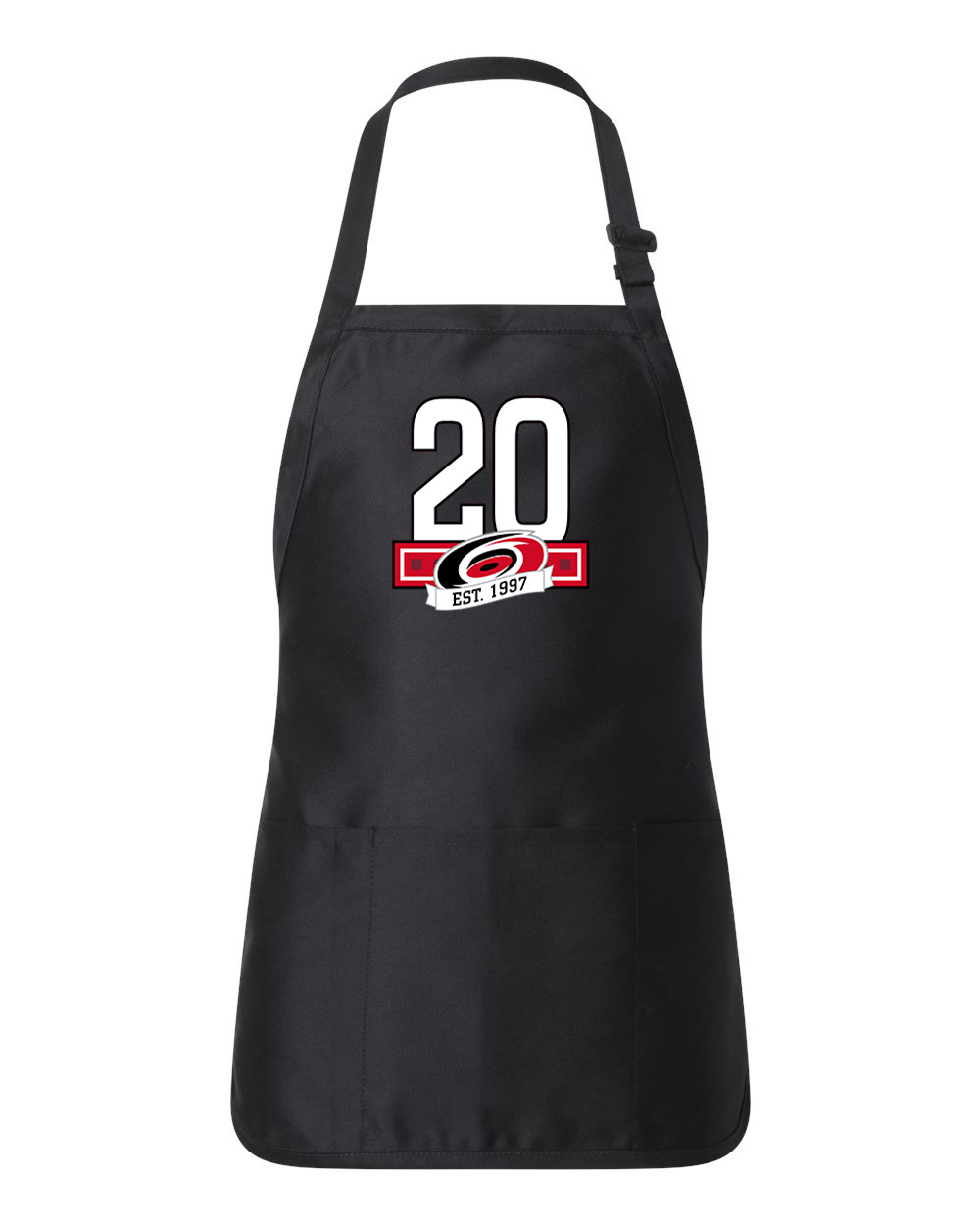 20th Anniversary Of The Carolina Hurricanes White Hockey Logo Customized Design on Full-Length Apron with Pouch Pocket
