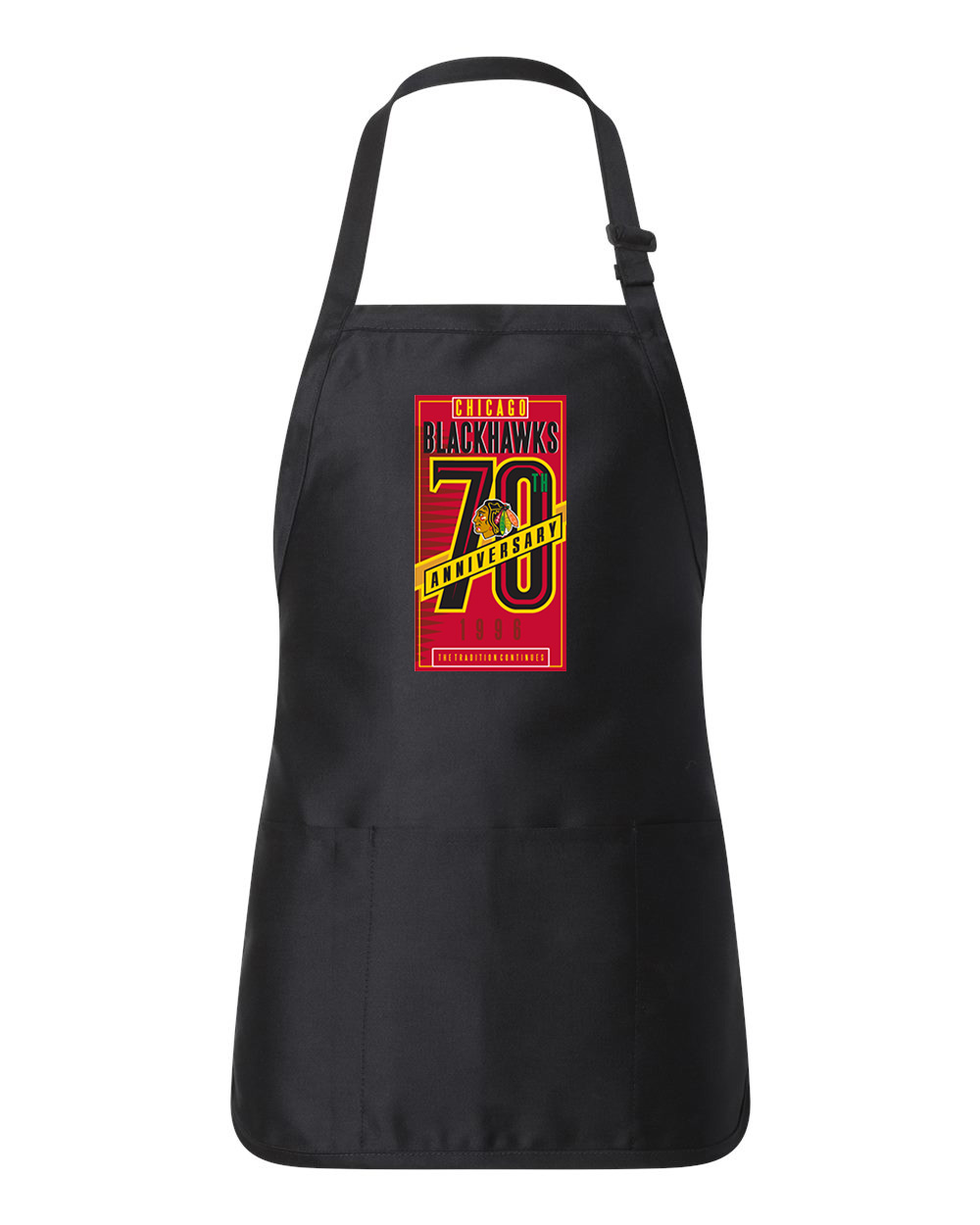 Chicago Blackhawks 70th Anniversary Hockey Logo Customized Design on Full-Length Apron with Pouch Pocket