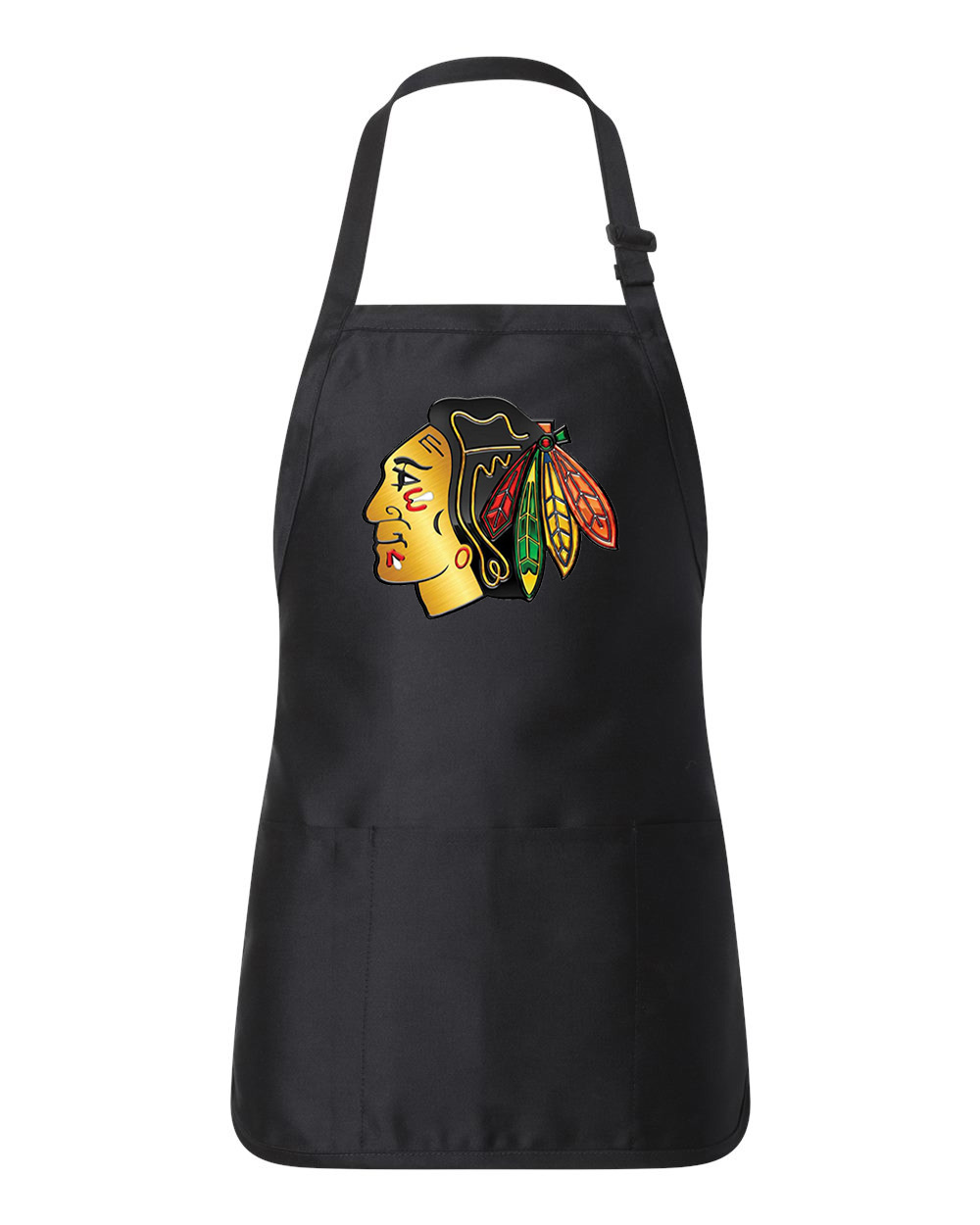 Chicago Blackhawks Stadium Series Chrome Treated Hockey Logo Customized Design on Full-Length Apron with Pouch Pocket