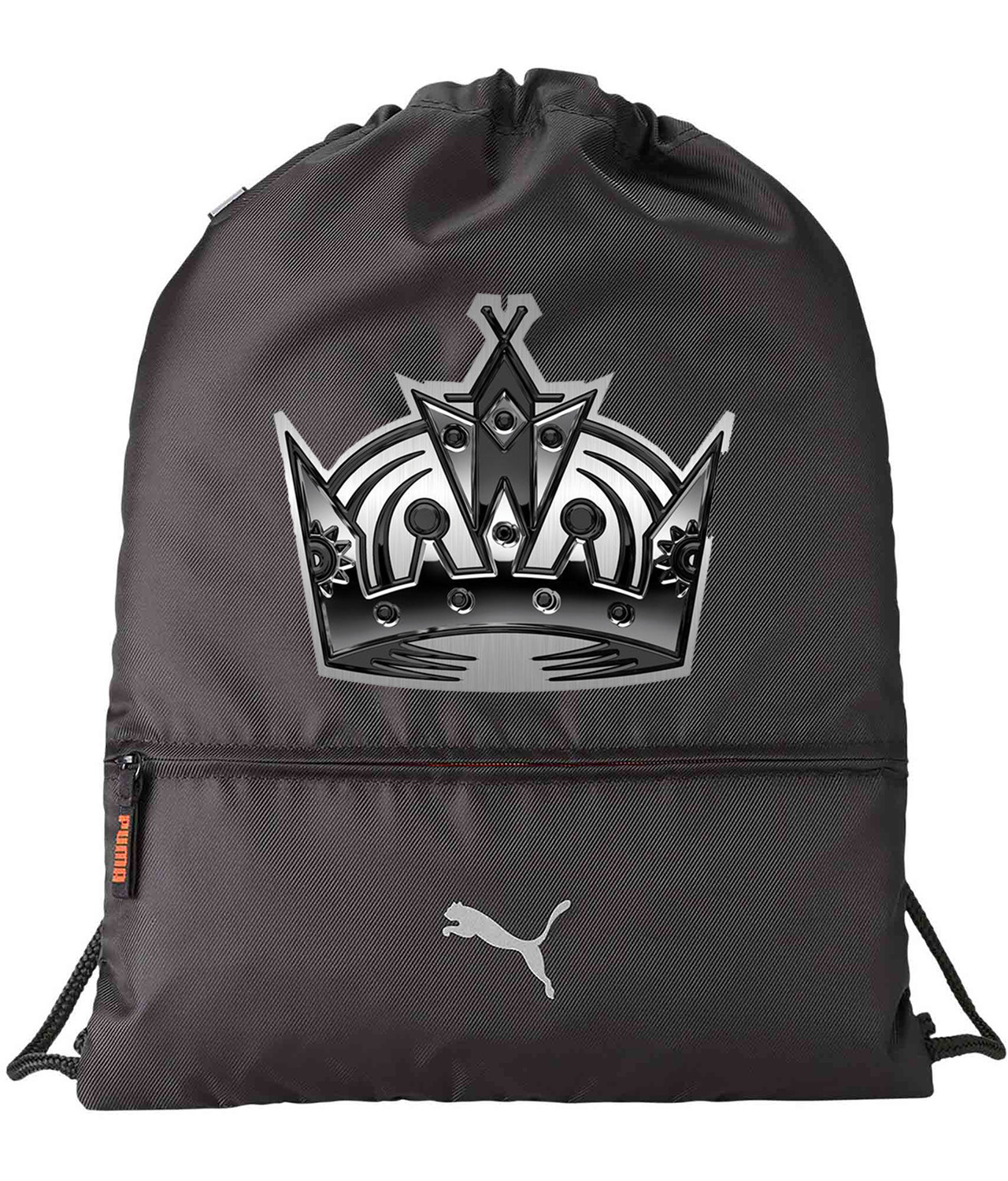 Los Angeles Kings Stadium Series Chrome Treated Hockey Logo Symbol Emblem Customized Design on Lightweight Drawstring Backpack Bag
