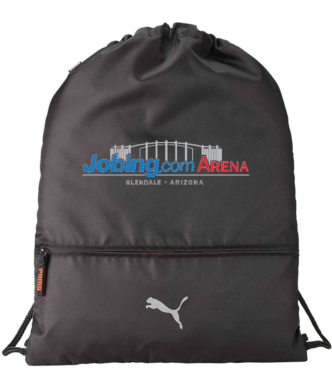 Arizona Phoenix Coyotes Jobing.com Arena Stadium Glendale Hockey Logo Symbol Emblem Customized Design on Lightweight Drawstring Backpack Bag