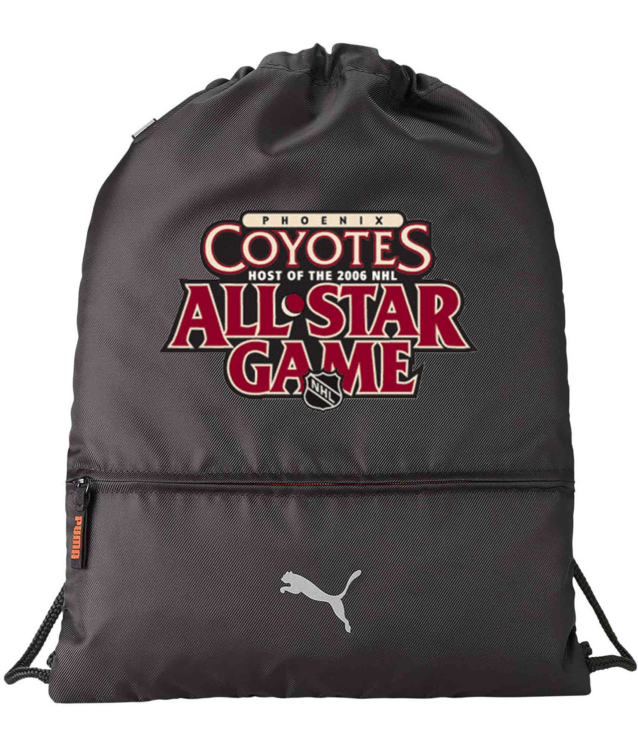 Host Of The 2006 All-Star Game Phoenix Hockey Logo Symbol Emblem Customized Design on Lightweight Drawstring Backpack Bag