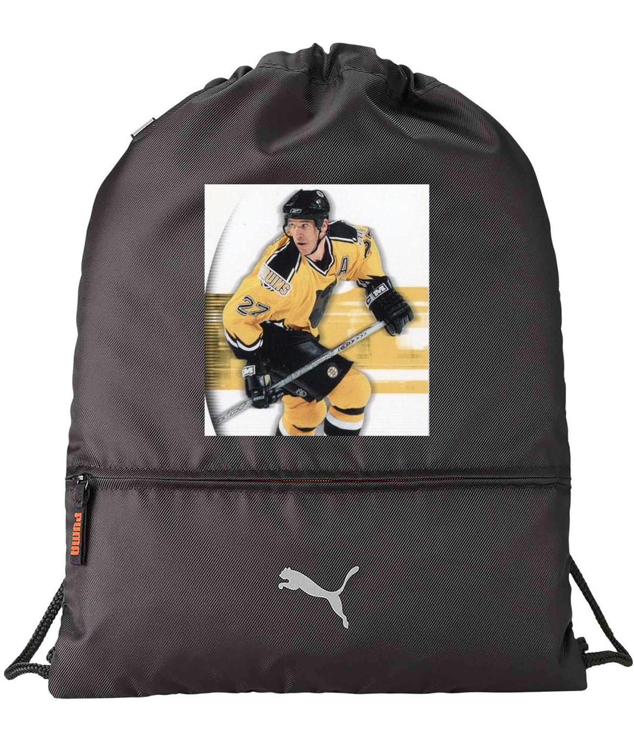 Glen Murray Boston Bruins 2003-04 Season Hockey Logo Symbol Emblem Customized Design on Lightweight Drawstring Backpack Bag