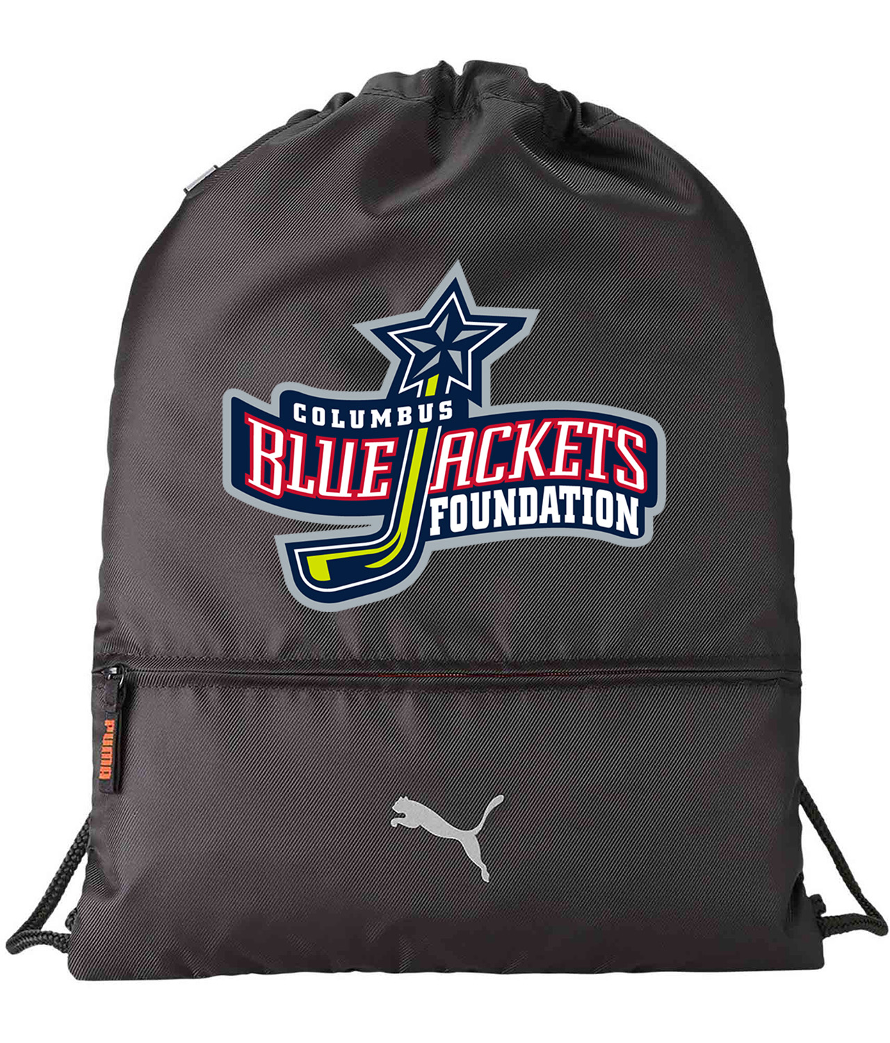 Columbus Blue Jackets Foundation Charity 2000 Hockey Logo Symbol Emblem Customized Design on Lightweight Drawstring Backpack Bag