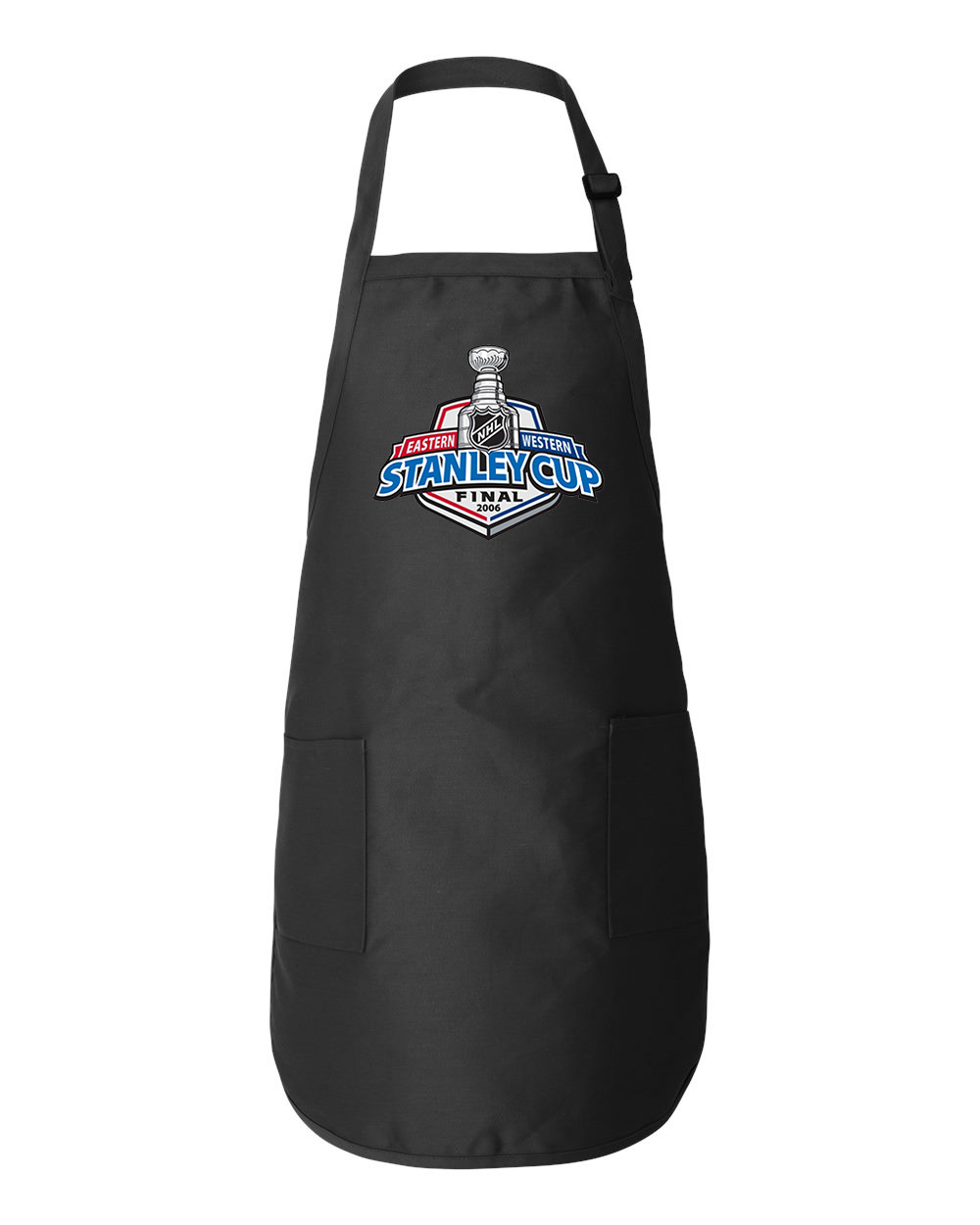 2006 NHL Stanley Cup Final Carolina Hurricanes Vs Edmonton Oilers Hockey Logo Symbol Emblem Customized Design on Full-Length Apron with Pockets