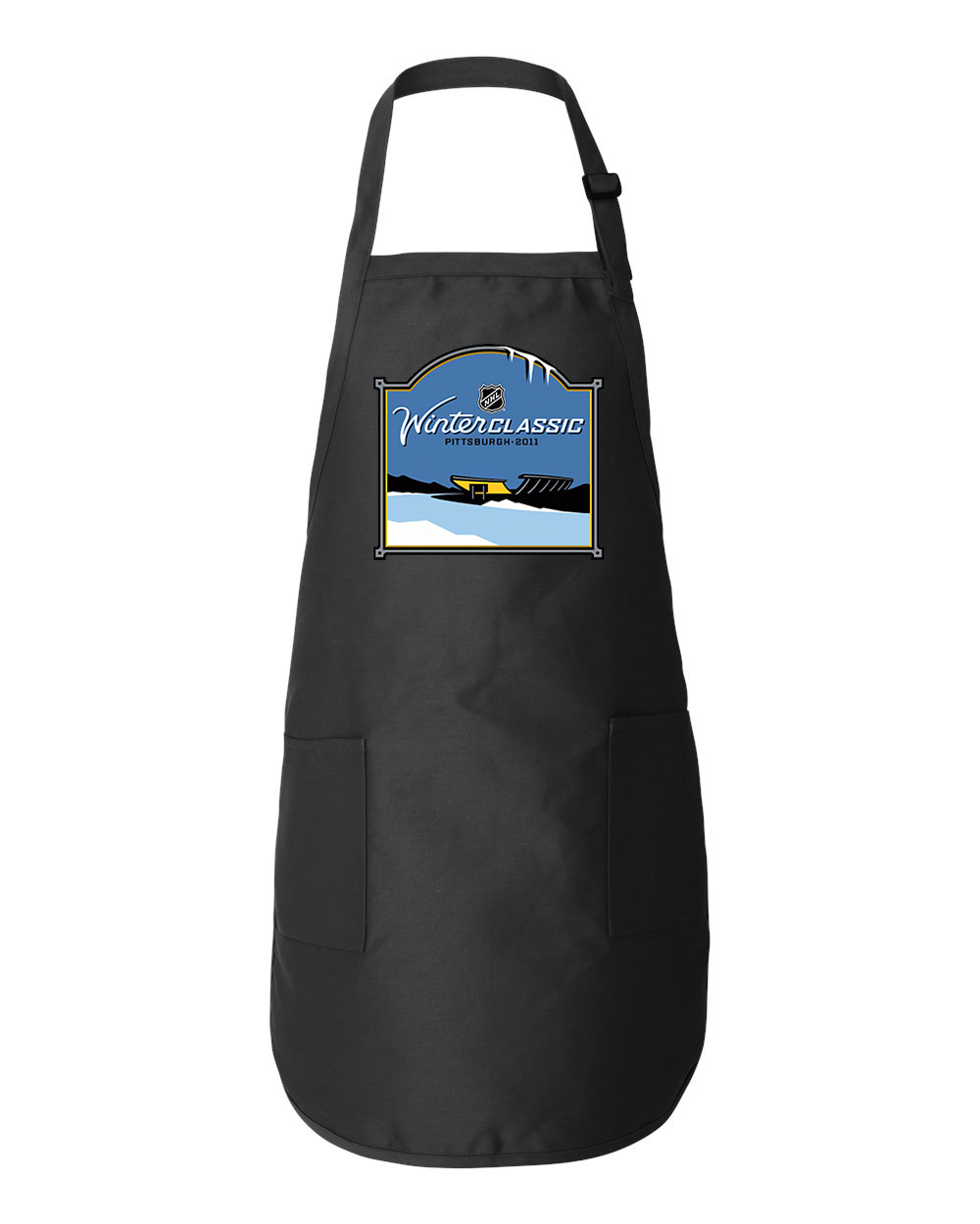 NHL Winter Classic Alternate Pittsburgh 2011 Hockey Logo Symbol Emblem Customized Design on Full-Length Apron with Pockets