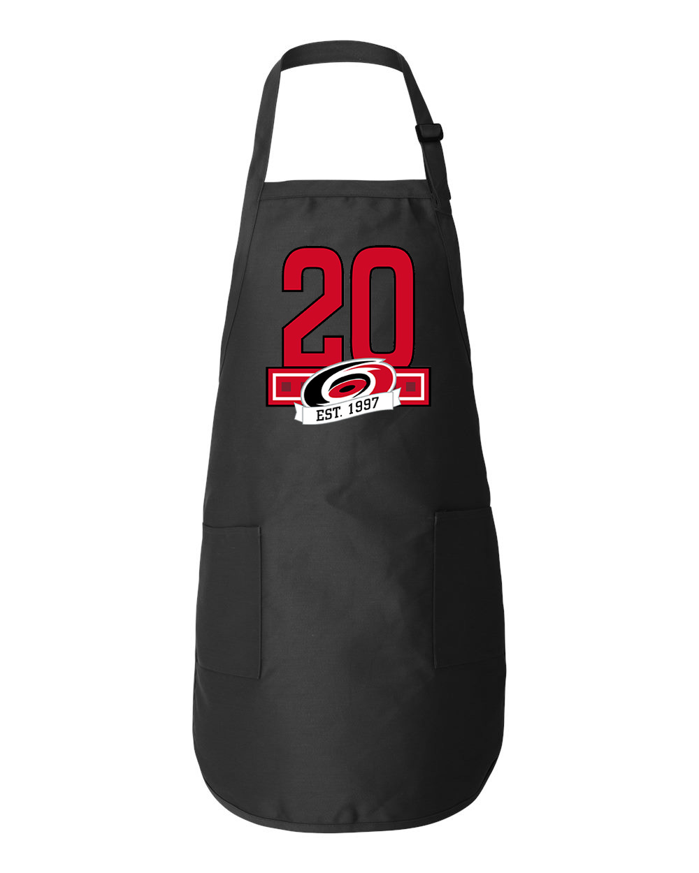 20th Anniversary Of The Carolina Hurricanes Hockey Logo Symbol Emblem Customized Design on Full-Length Apron with Pockets