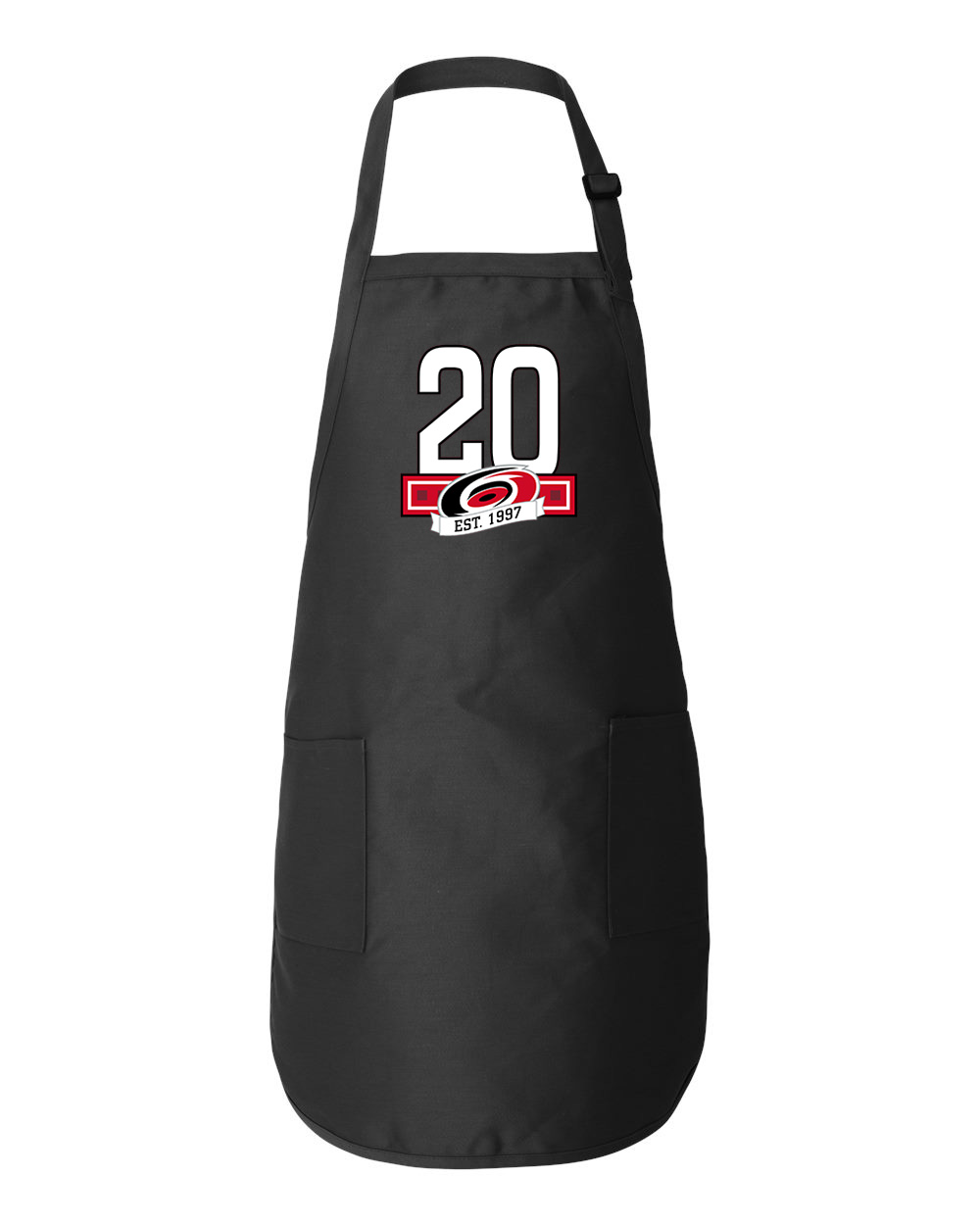 20th Anniversary Of The Carolina Hurricanes White Hockey Logo Symbol Emblem Customized Design on Full-Length Apron with Pockets