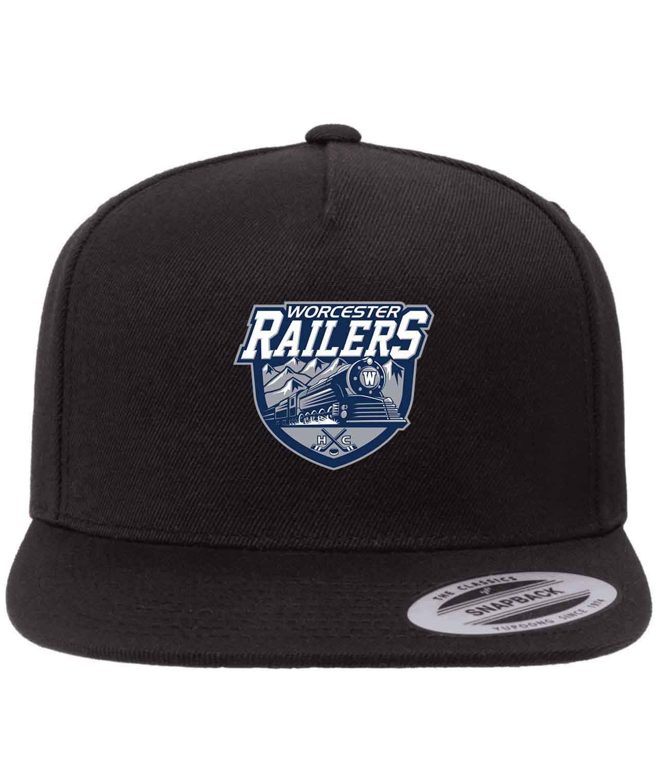 Worcester Railers HC Hockey Logo Customized Design on Wool 5-Panel Cap Hat - Image 1