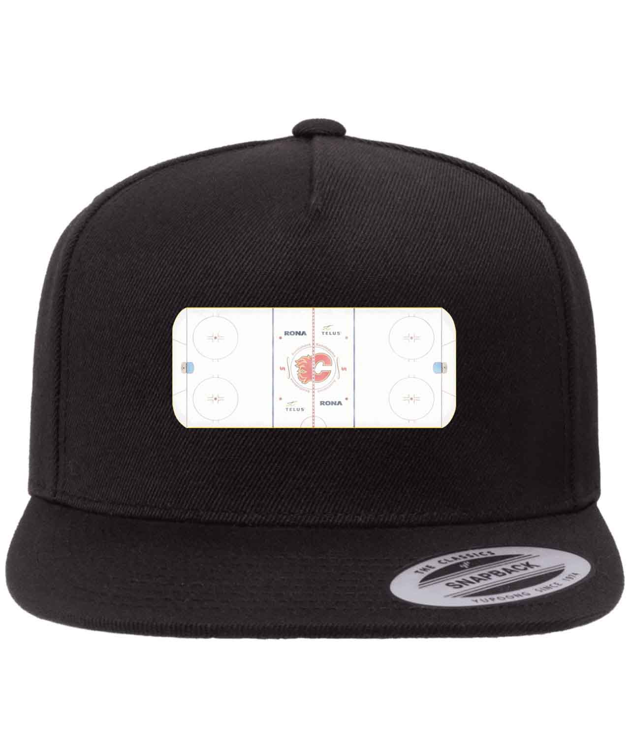 Calgary Flames Scotiabank Saddledome Playing Ice Surface Hockey Logo Customized Design on Wool 5-Panel Cap Hat