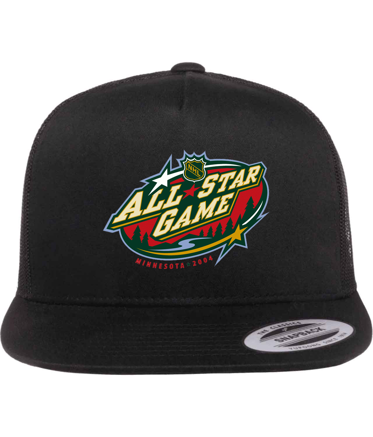 2004 NHL All-Star Game In Minnesota Hockey Logo Symbol Emblem Customized Design on Classic Trucker Cap Hat