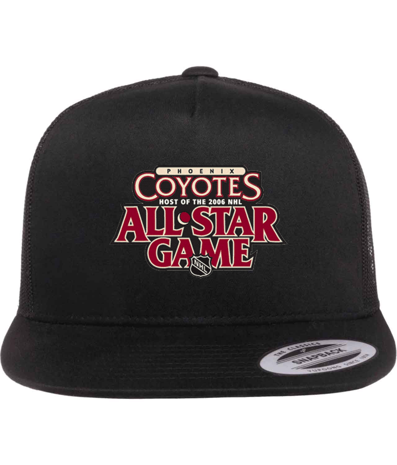 Host Of The 2006 All-Star Game Phoenix Hockey Logo Symbol Emblem Customized Design on Classic Trucker Cap Hat