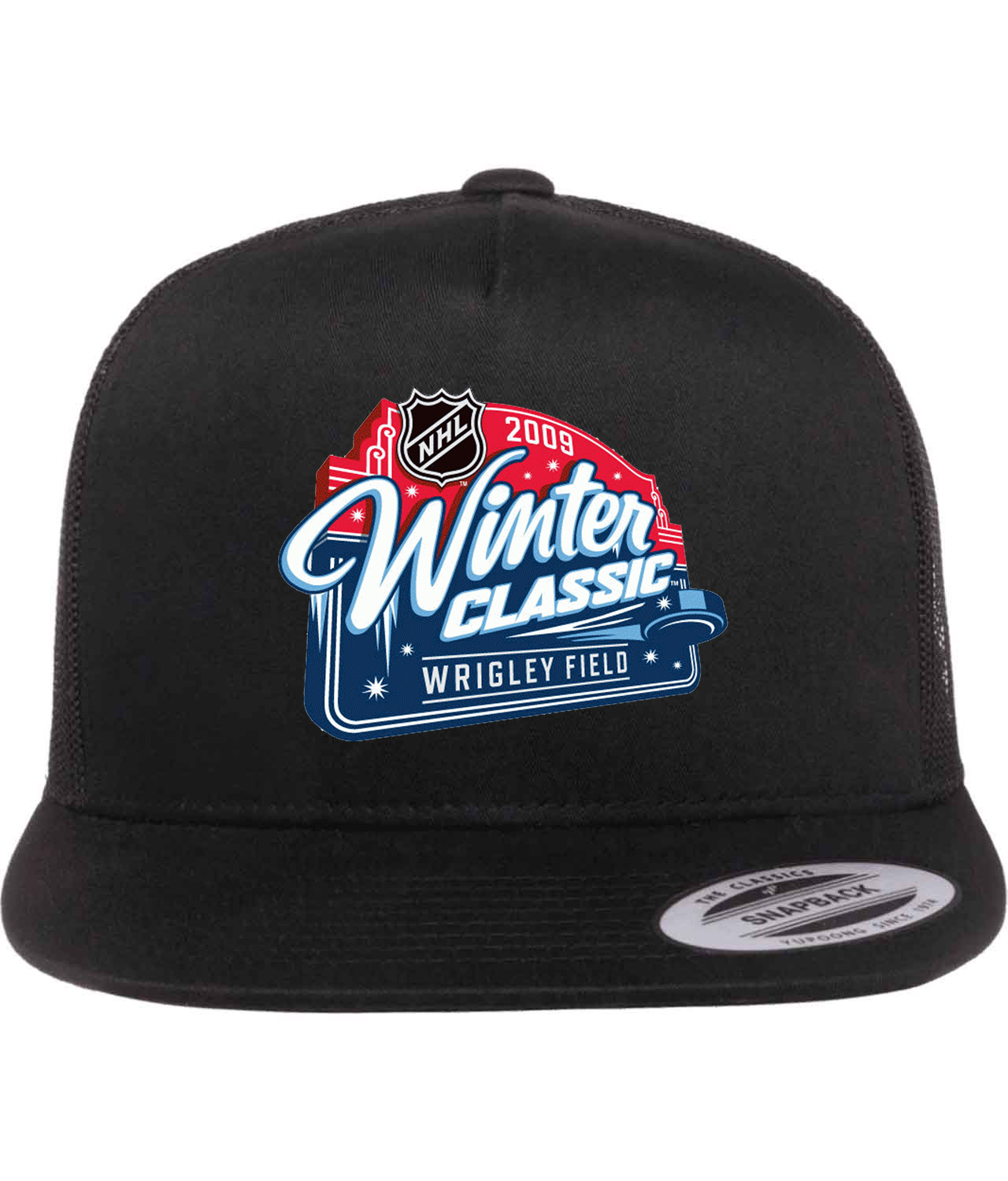 NHL Winter Classic 2009 Wrigley Field Hockey Logo Symbol Emblem Customized Design on Classic Trucker Cap Hat