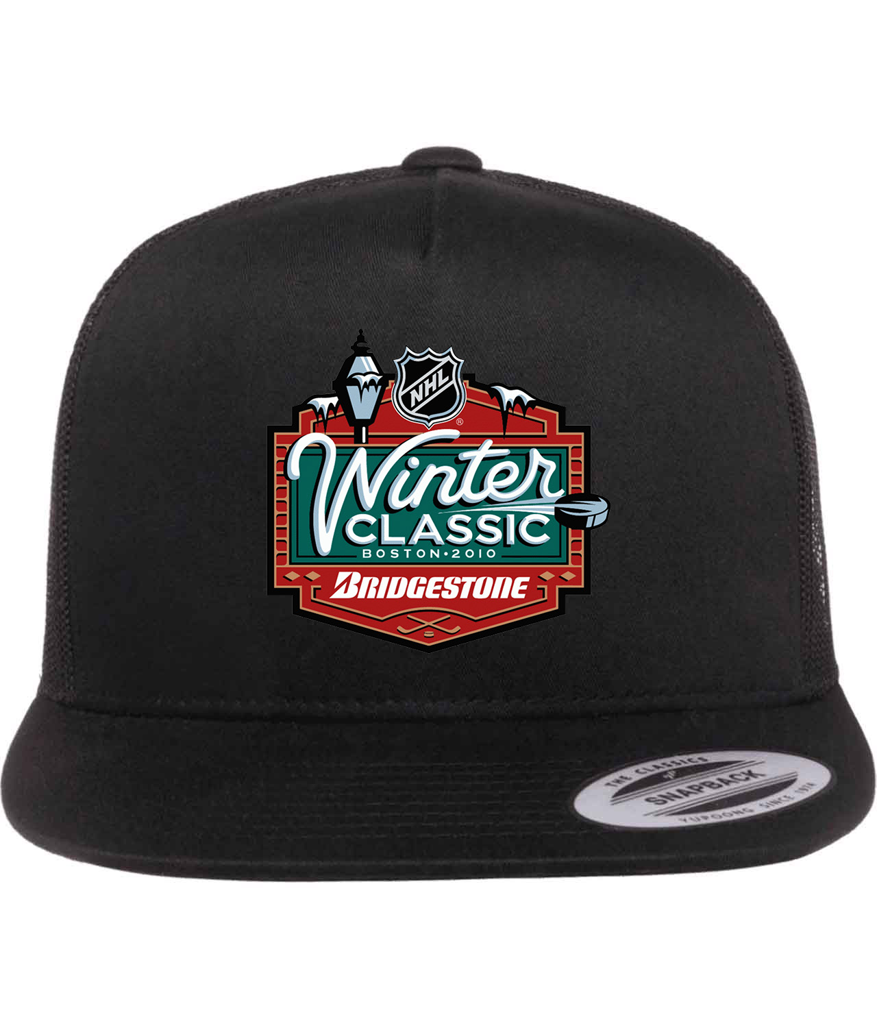 NHL Winter Classic 2010 Bridgestone Hockey Logo Symbol Emblem Customized Design on Classic Trucker Cap Hat