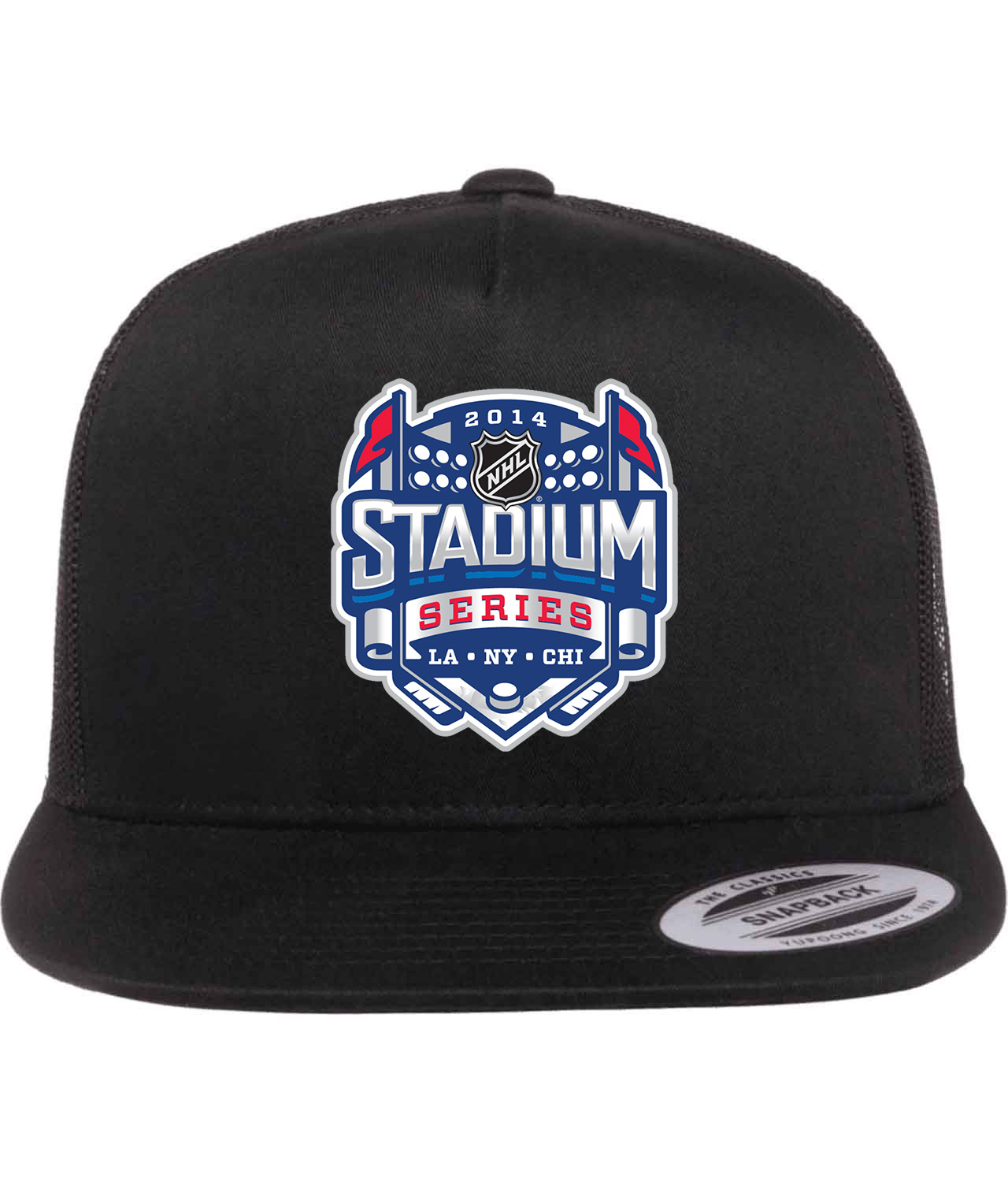 NHL Stadium Series 2014 LA NY CHI Hockey Logo Symbol Emblem Customized Design on Classic Trucker Cap Hat