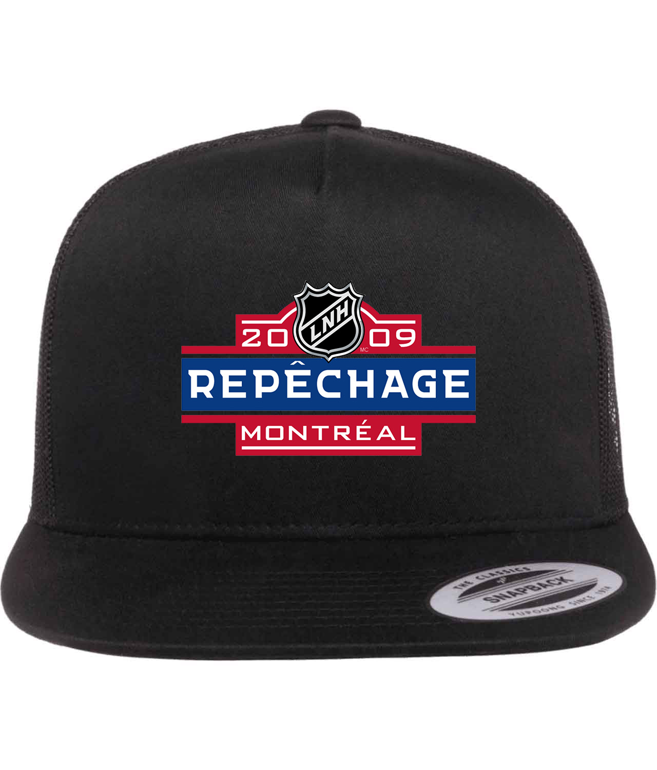 2009 NHL Draft French Version - 2009 LNH Repechage Francais Hockey Logo Symbol Emblem Customized Design on Classic Trucker Cap Hat