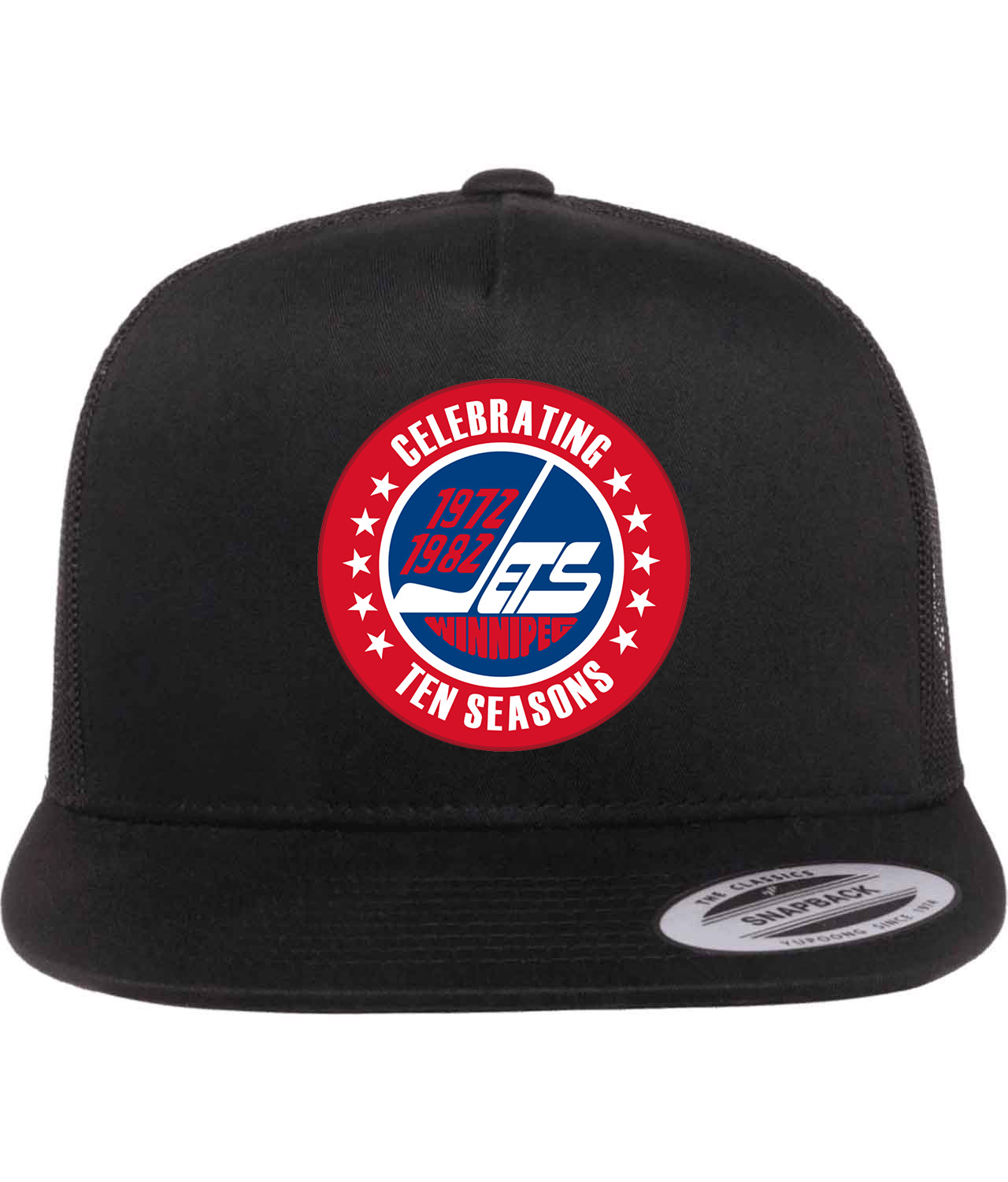 Winnipeg Jets 10th Anniversary Hockey Logo Symbol Emblem Customized Design on Classic Trucker Cap Hat
