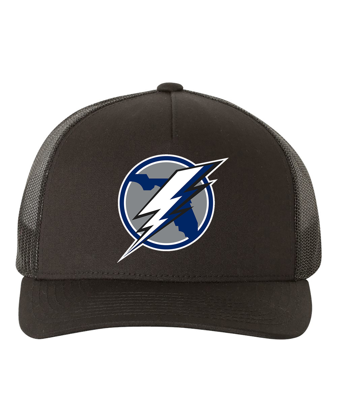 Tampa Bay Lightning Bolt Hockey Logo Symbol Emblem Customized Design on Retro Trucker Cap Hat