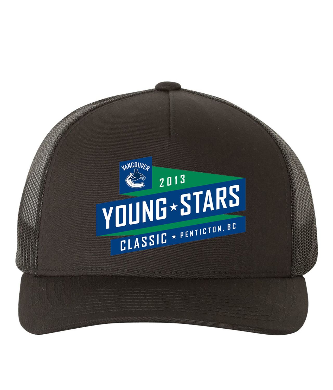 Vancouver Canucks Young Stars Classic 2013 Penticton, BC Hockey Logo Symbol Emblem Customized Design on Retro Trucker Cap Hat