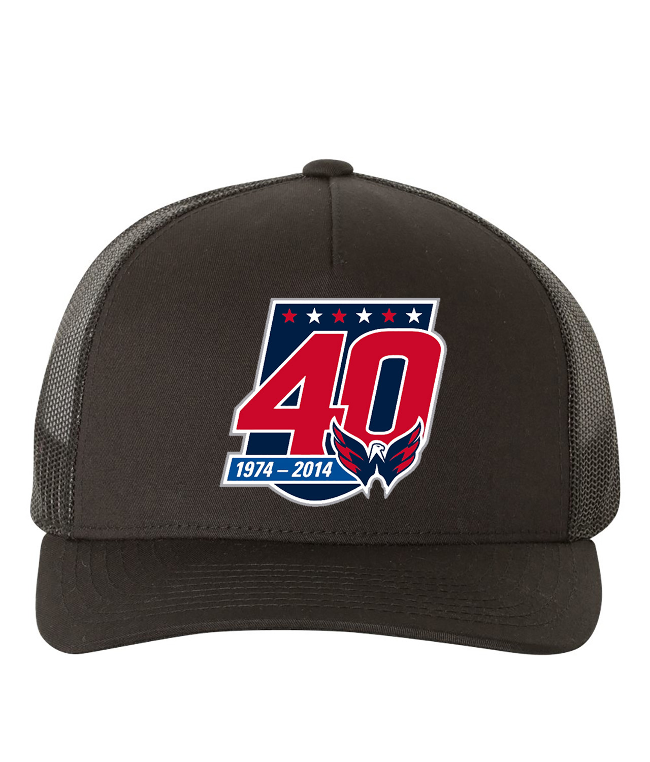 Washington Capitals 40th Anniversary Hockey Logo Symbol Emblem Customized Design on Retro Trucker Cap Hat
