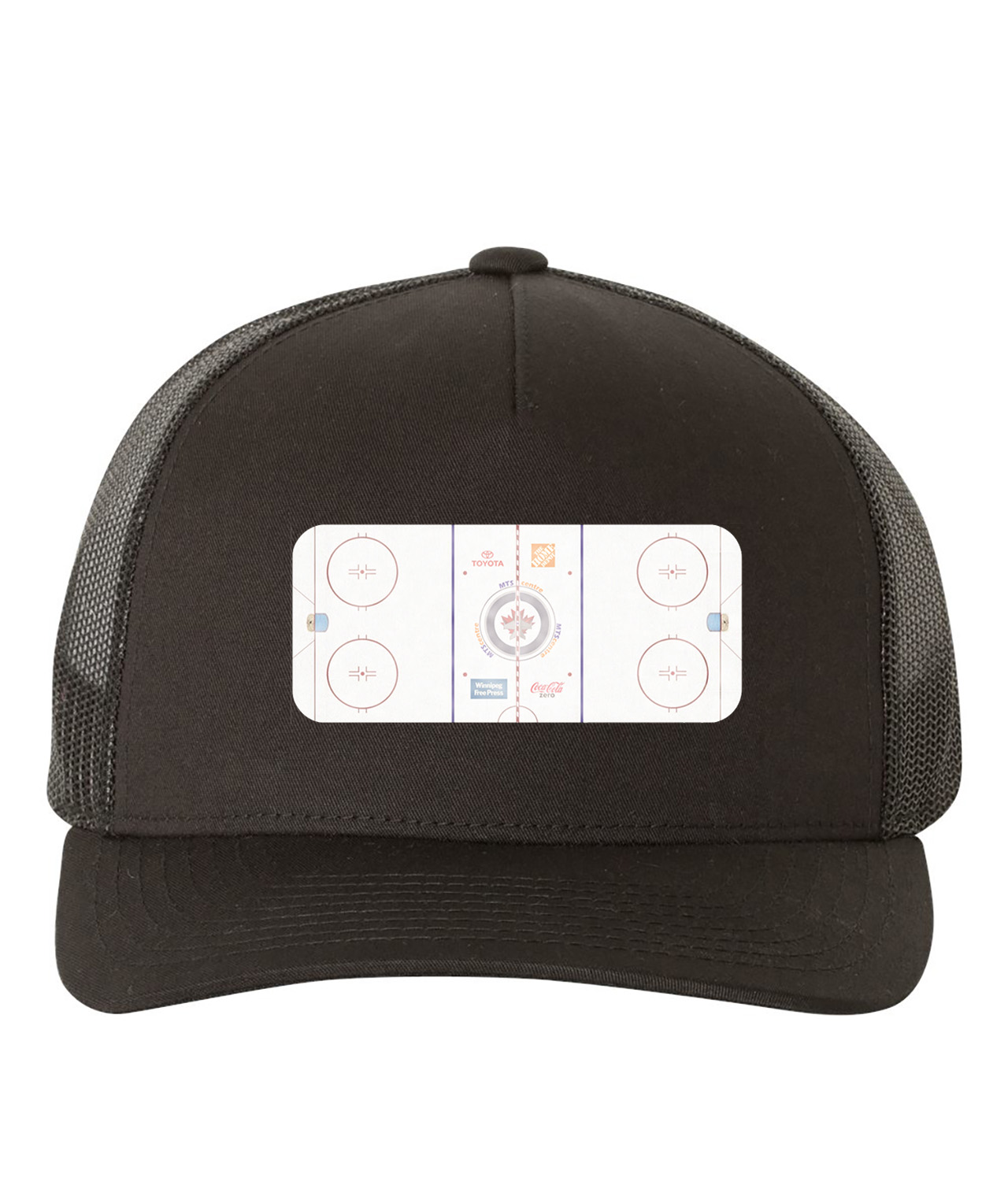Winnipeg Jets MTS Place Stadium Ice Surface Hockey Logo Symbol Emblem Customized Design on Retro Trucker Cap Hat