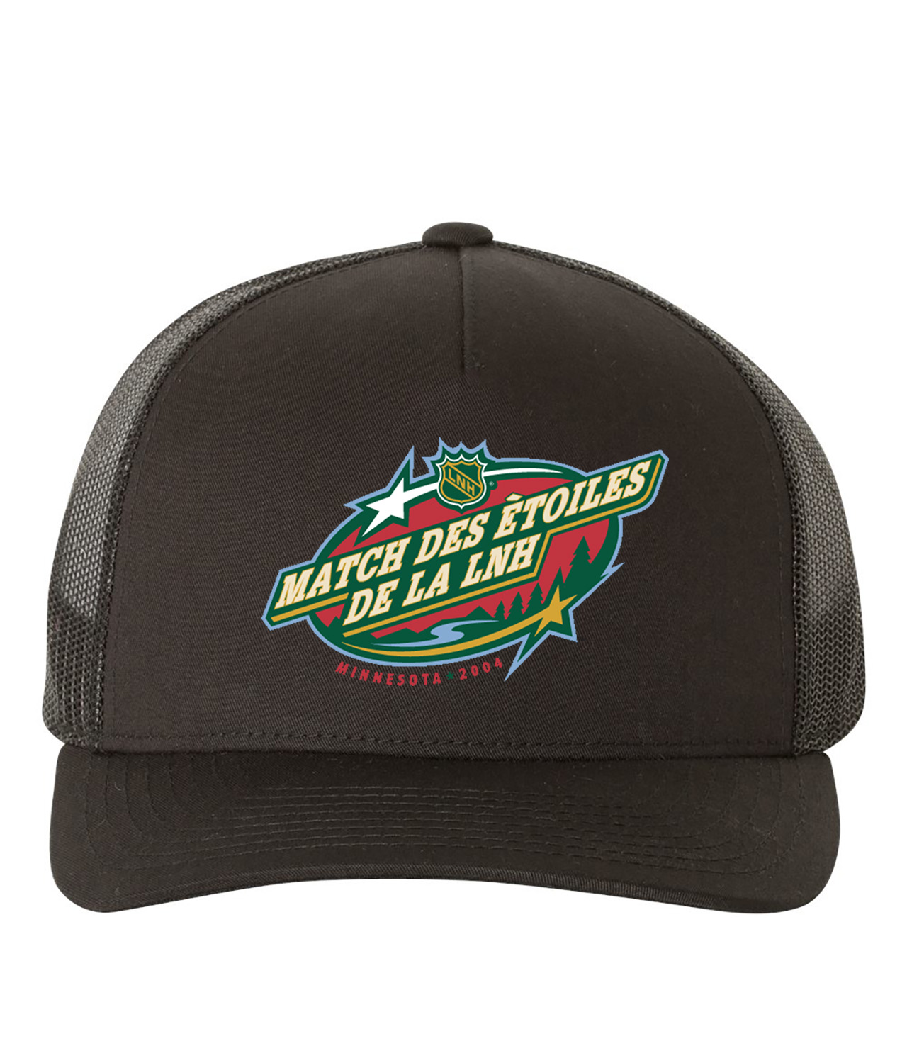 2004 NHL All-Star Game French 2004 LNH Match Des Etoiles St Paul,Minnesota - Minnesota Wild Hockey Logo Customized Design on Retro Trucker Cap Hat