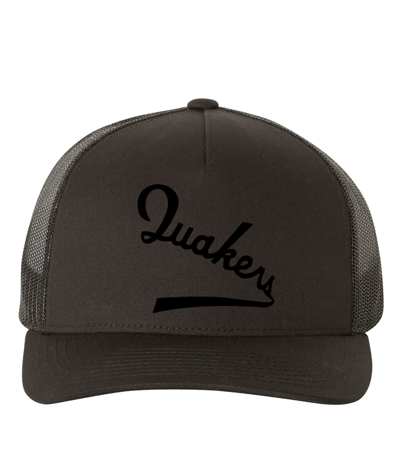 Philadelphia Quakers Jersey Black 1931 Hockey Logo Symbol Emblem Customized Design on Retro Trucker Cap Hat