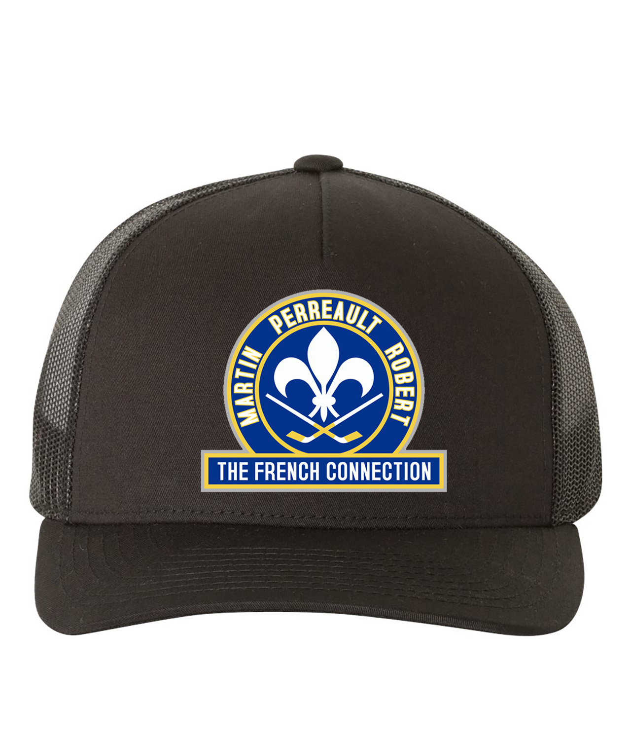 Buffalo Sabres The French Connection Hockey Logo Symbol Emblem Customized Design on Retro Trucker Cap Hat