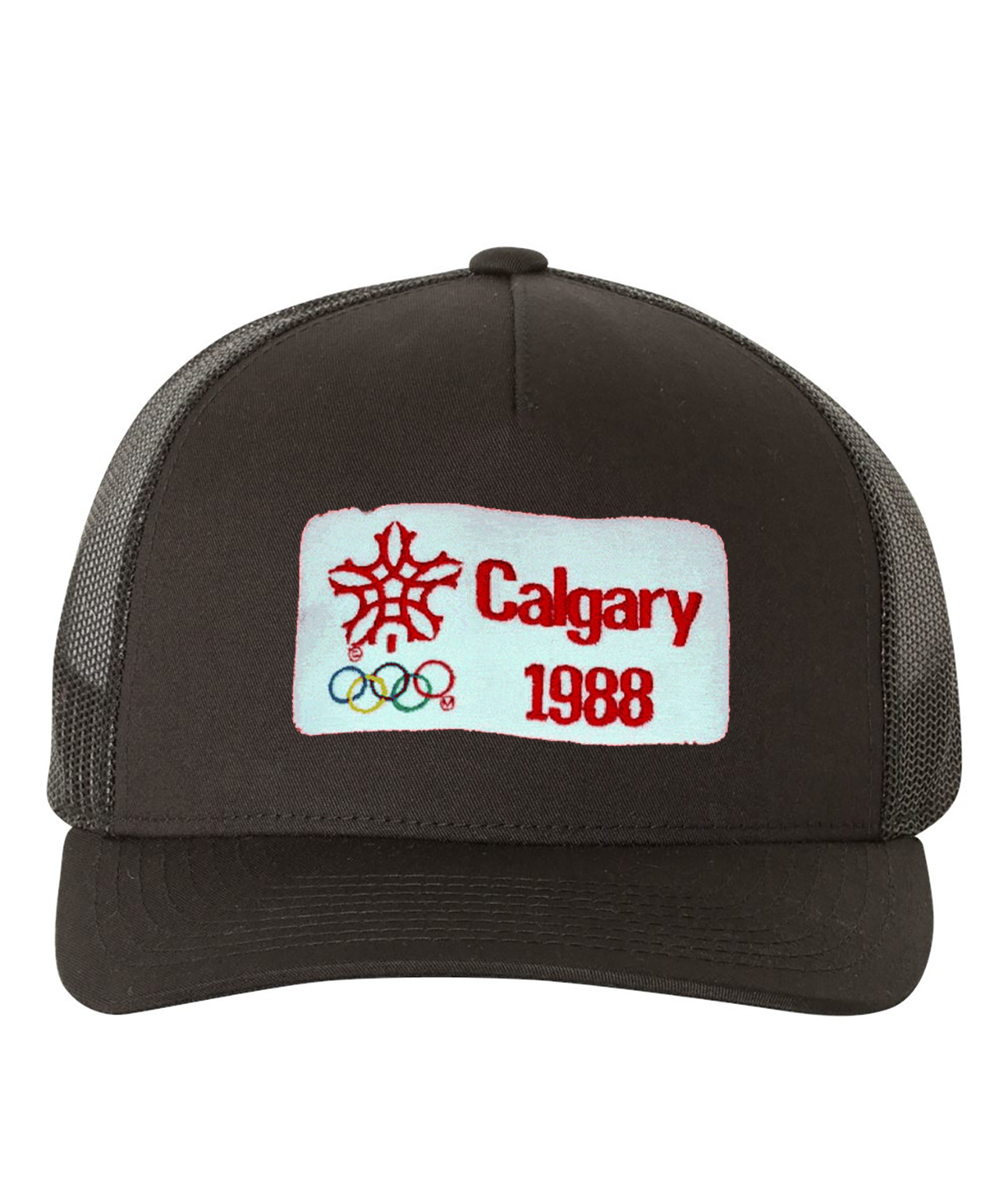 1988 Winter Olympics In Calgary - Calgary Flames Hockey Logo Symbol Emblem Customized Design on Retro Trucker Cap Hat