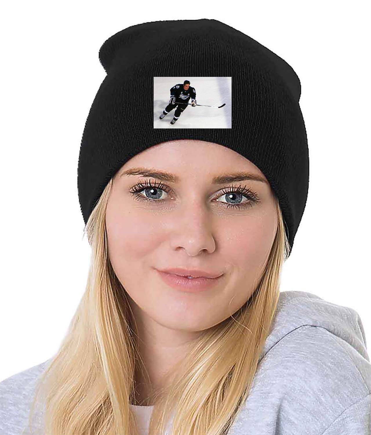 2010 Tampa Bay Lightning Captain Vincent Lecavalier Photo Hockey Logo Symbol Emblem Customized Design on 8" Beanie Hat