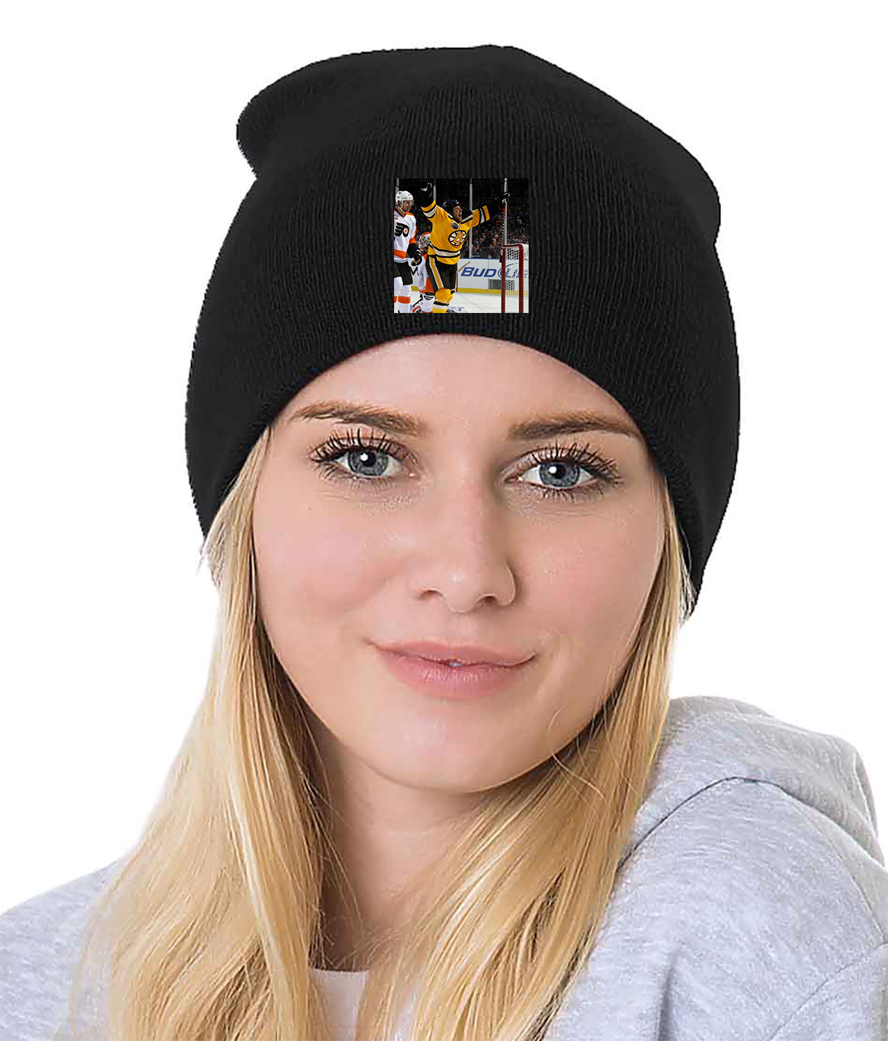 Marco Sturm Retro Boston Bruins 2010 NHL Winter Classic Hockey Logo Symbol Emblem Customized Design on 8" Beanie Hat