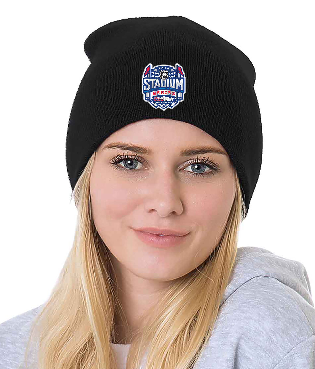 2014 NHL Stadium Series Los Angeles Hockey Logo Symbol Emblem Customized Design on 8" Beanie Hat