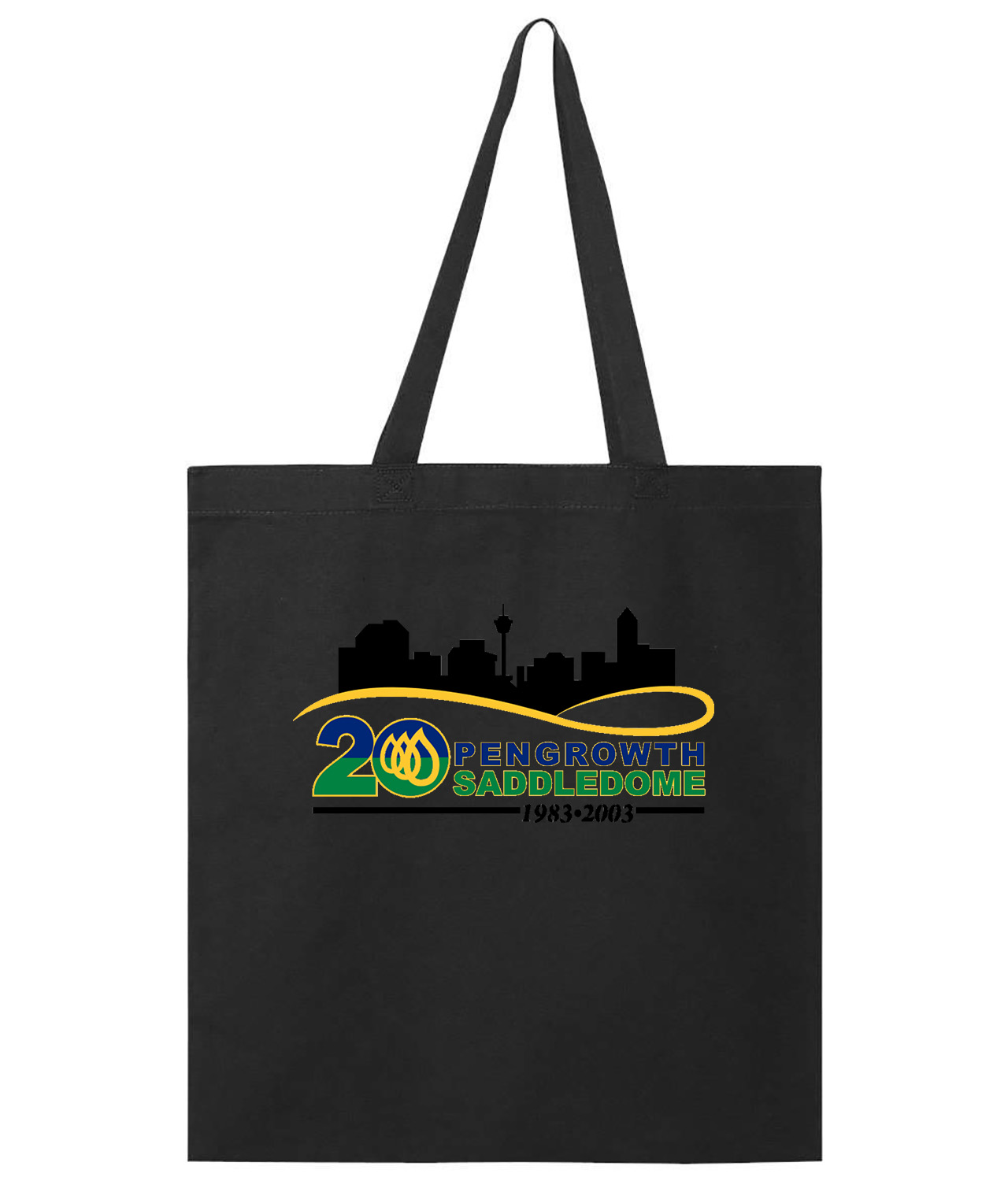 Calgary Flames 20th Anniversary of the Saddledome Stadium Hockey Logo Symbol Emblem Customized Design on Promotional Tote Bag