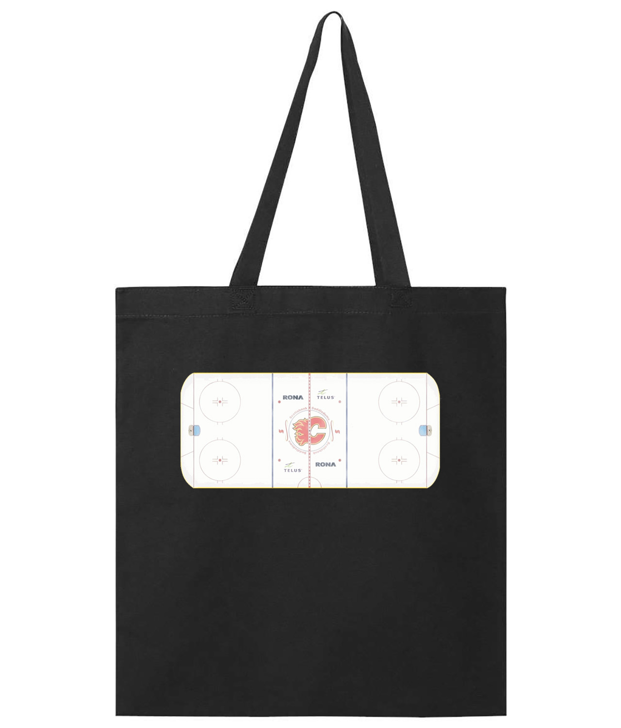 Calgary Flames Scotiabank Saddledome Playing Ice Surface Hockey Logo Symbol Emblem Customized Design on Promotional Tote Bag