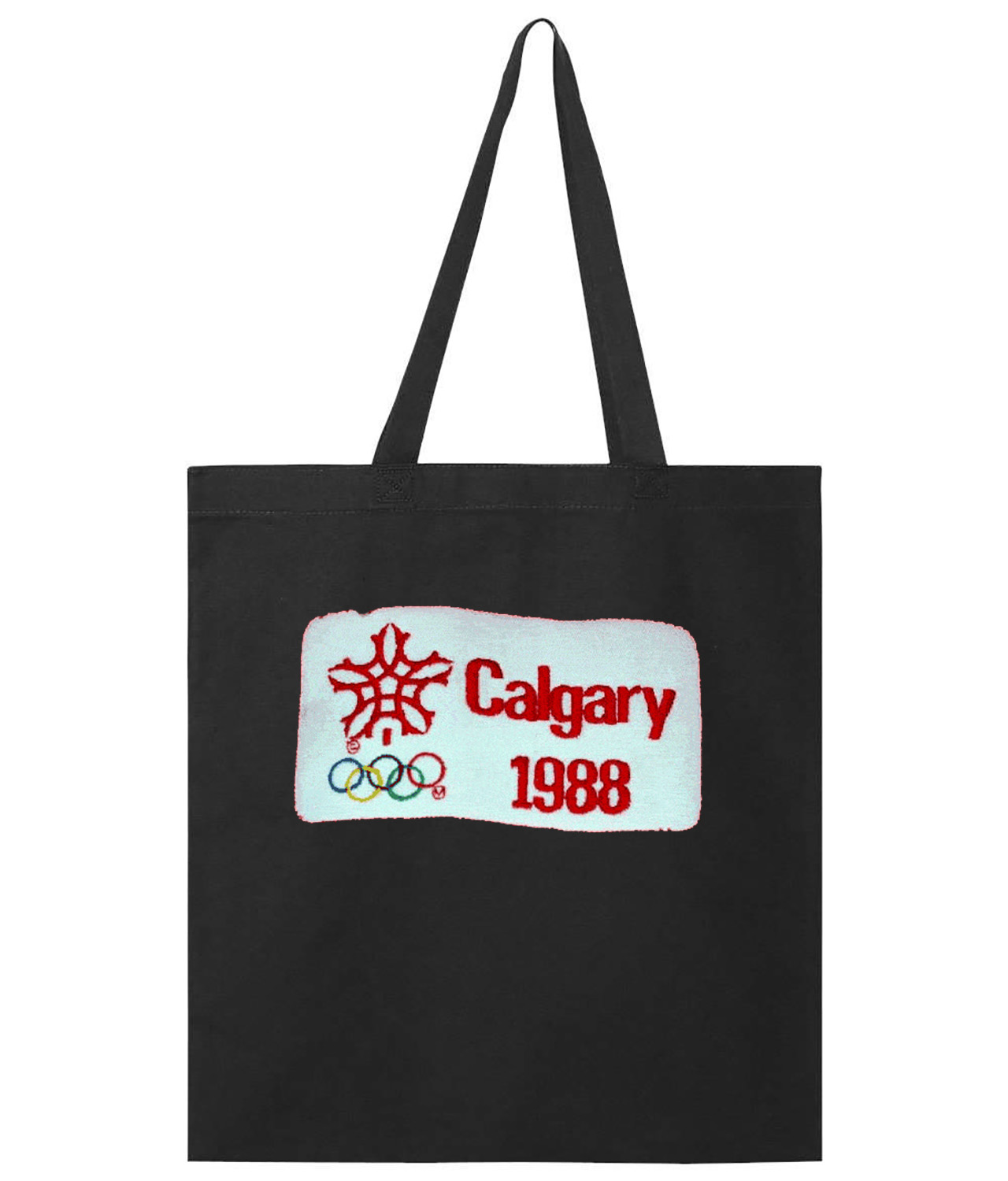 1988 Winter Olympics In Calgary - Calgary Flames Hockey Logo Symbol Emblem Customized Design on Promotional Tote Bag