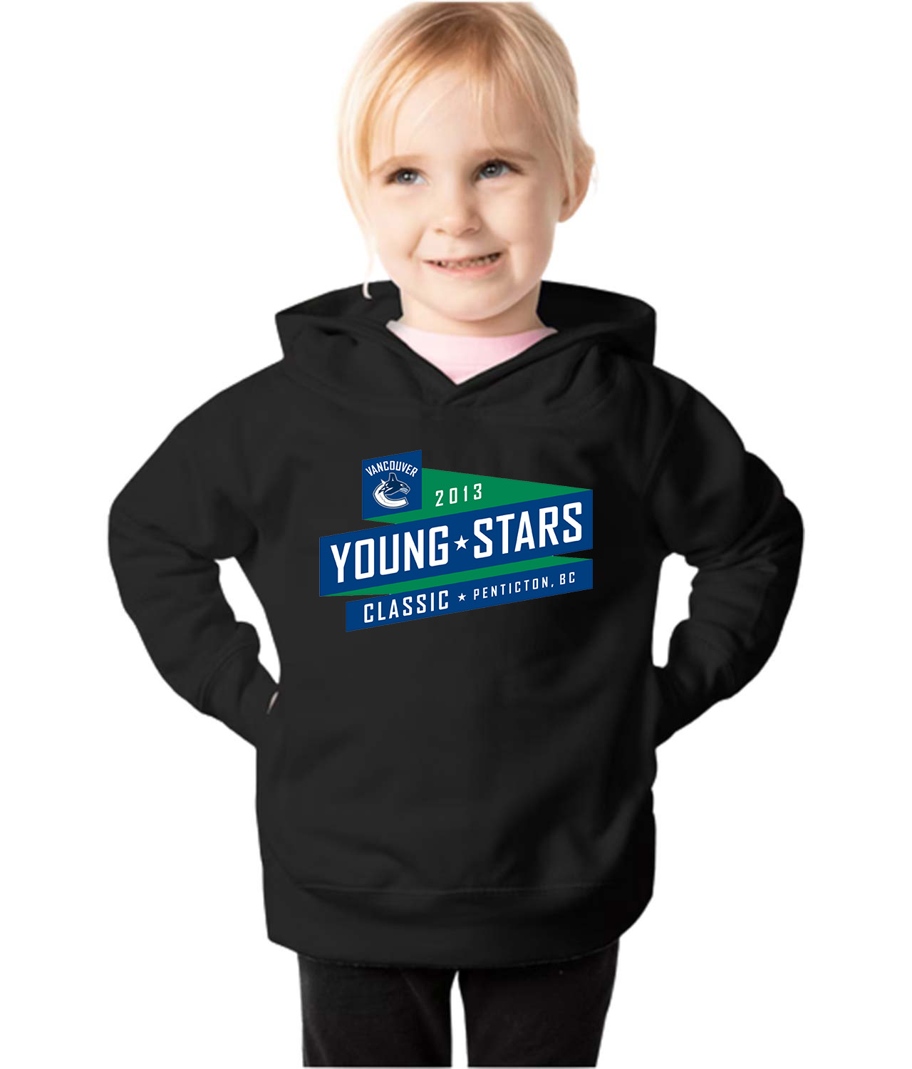 Vancouver Canucks Young Stars Classic 2013 Penticton, BC Hockey Logo Symbol Emblem Customized Design on Toddler Pullover Fleece Hoodie