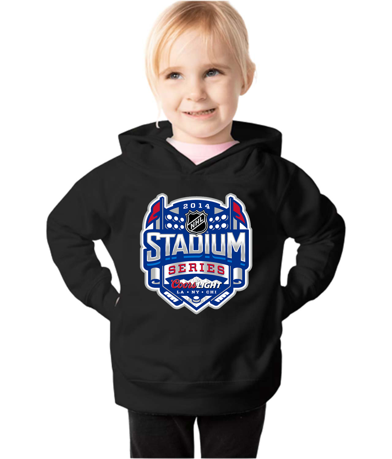 2014 Coors Light NHL Stadium Series - Los Angeles - New York - Chicago Hockey Logo Symbol Emblem Customized Design on Toddler Pullover Fleece Hoodie