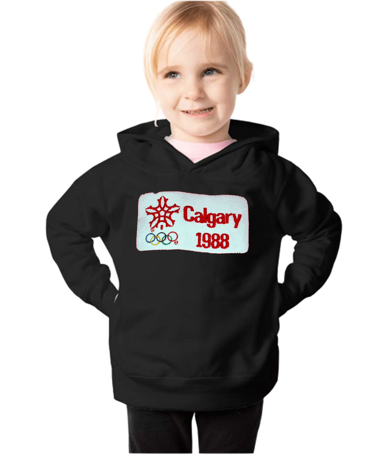 1988 Winter Olympics In Calgary - Calgary Flames Hockey Logo Symbol Emblem Customized Design on Toddler Pullover Fleece Hoodie
